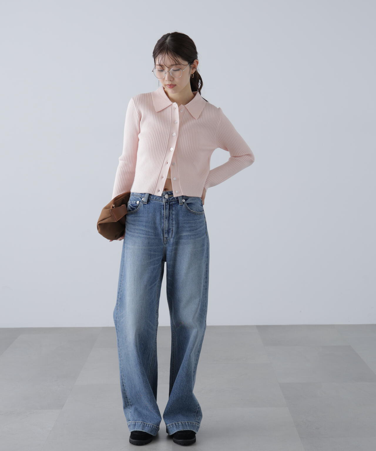 〈MFM〉きらきらボタン襟ニット