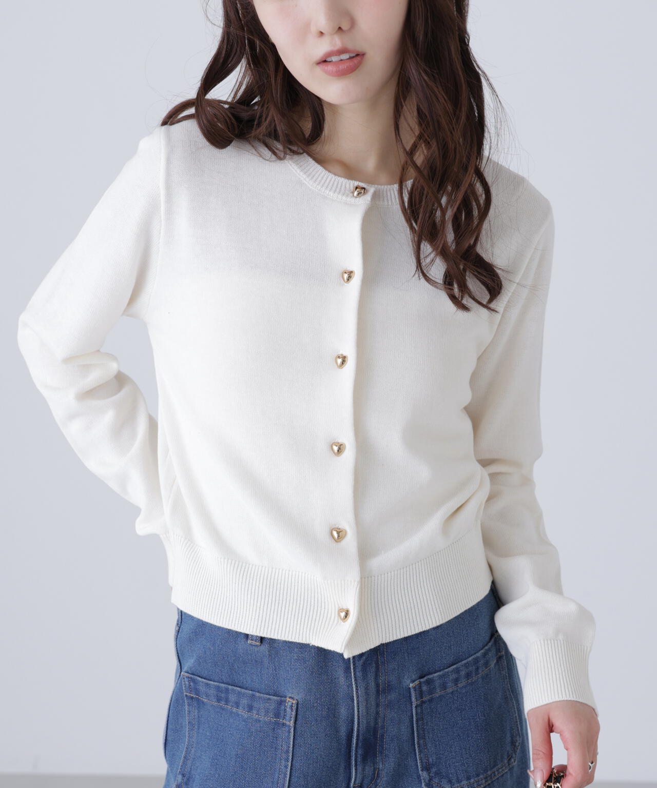 ハートボタンニットカーディガン