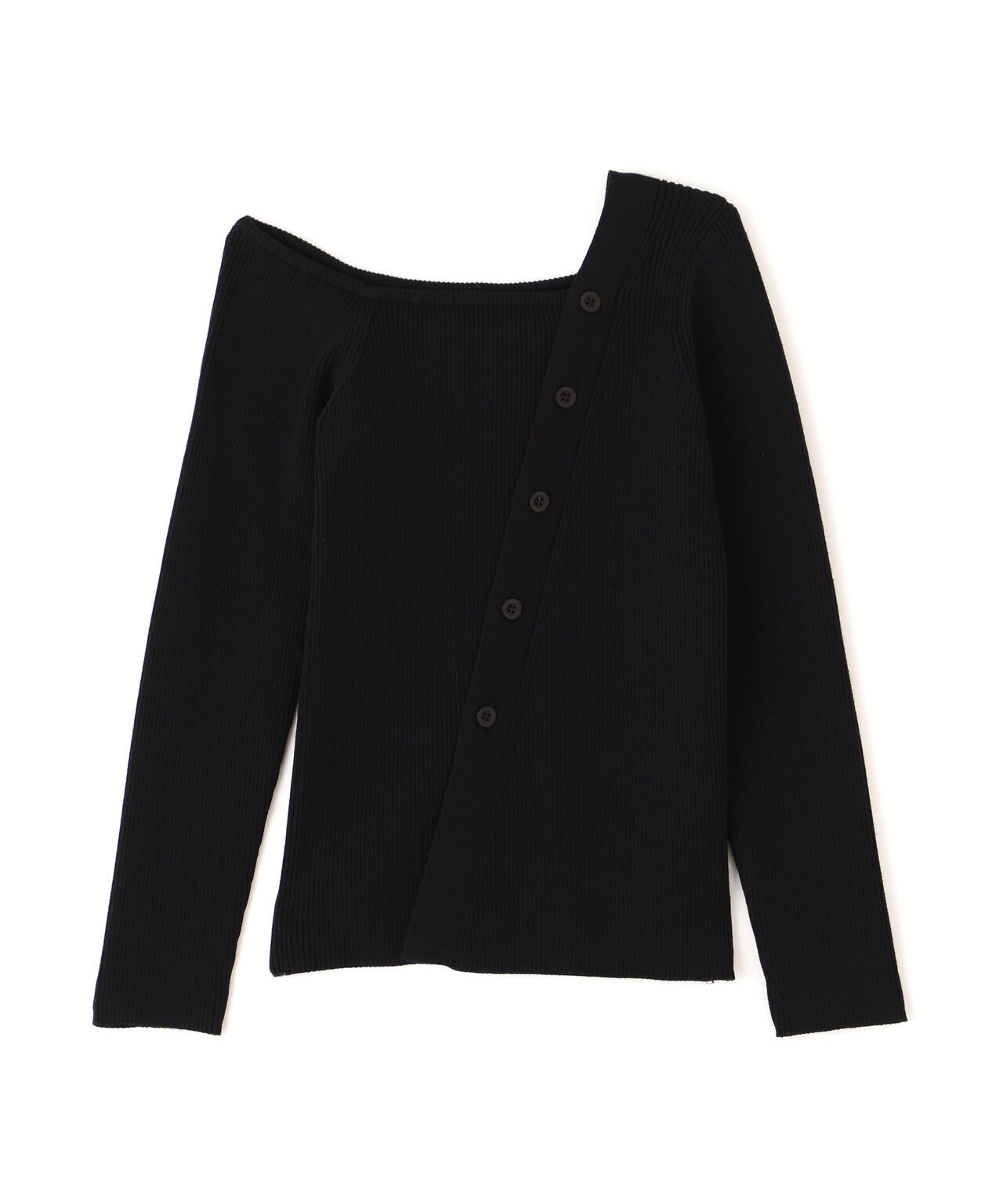 アシメボタンリブニット