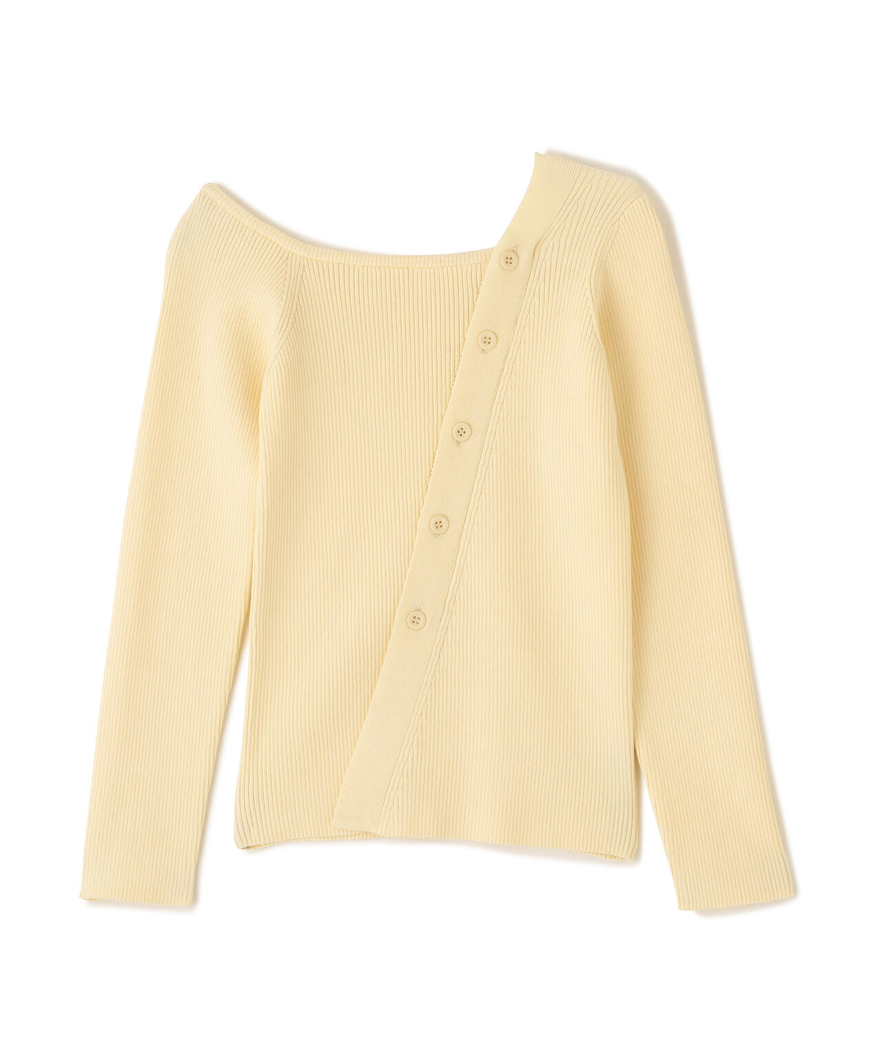 アシメボタンリブニット