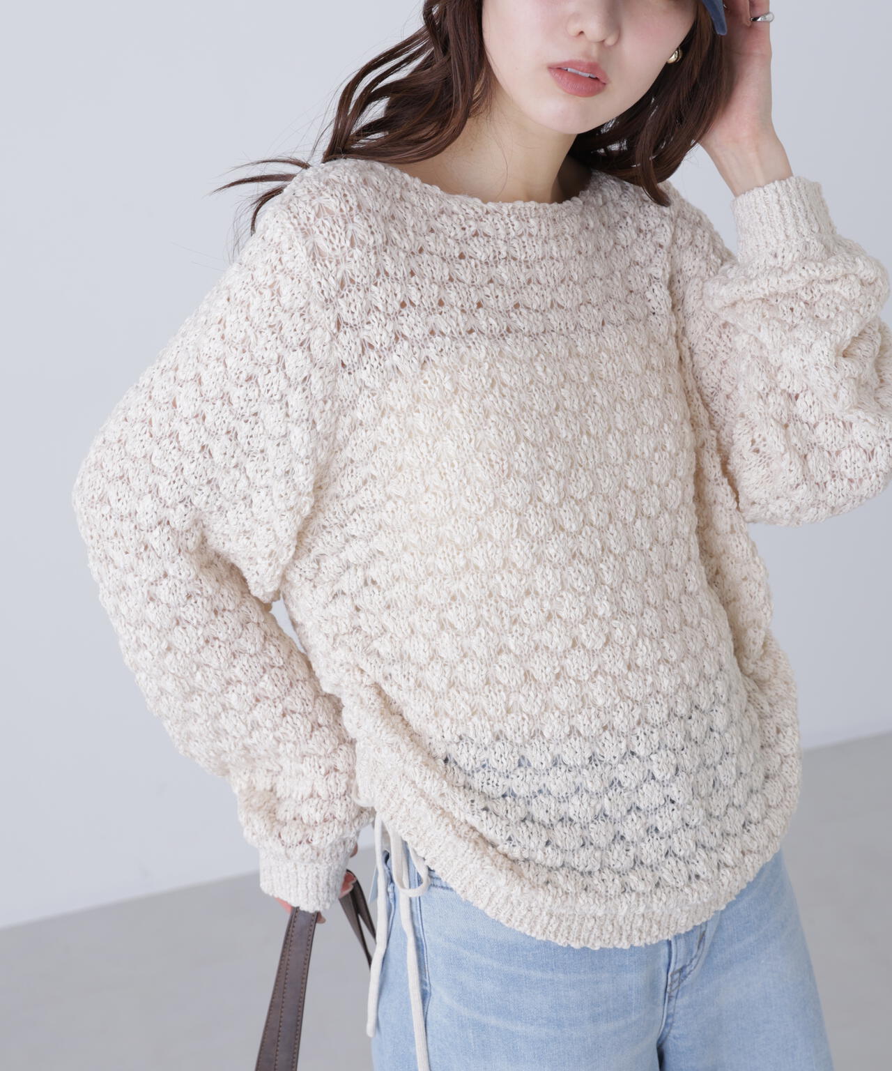 ポコポコワンショル脇ドロストオーバーニット