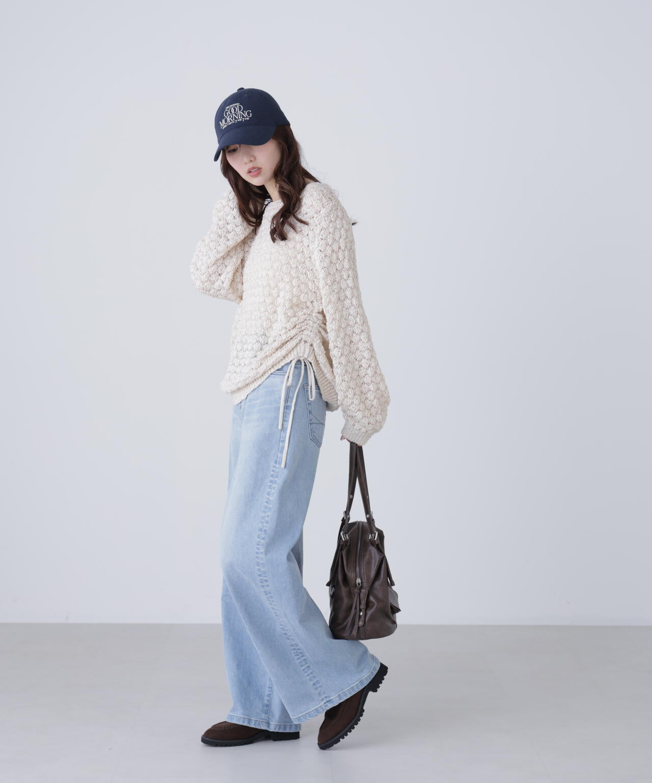 ポコポコワンショル脇ドロストオーバーニット