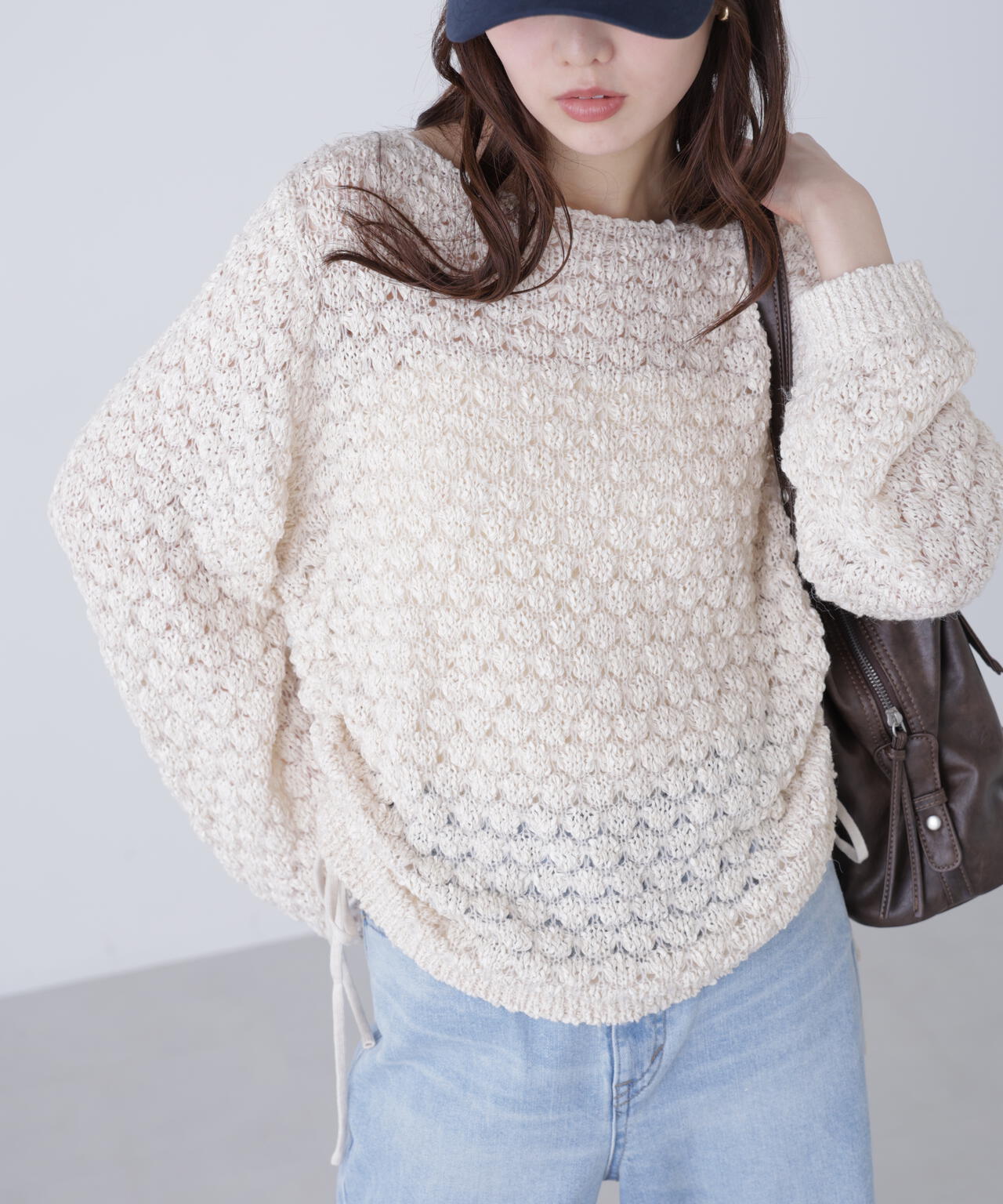 ポコポコワンショル脇ドロストオーバーニット