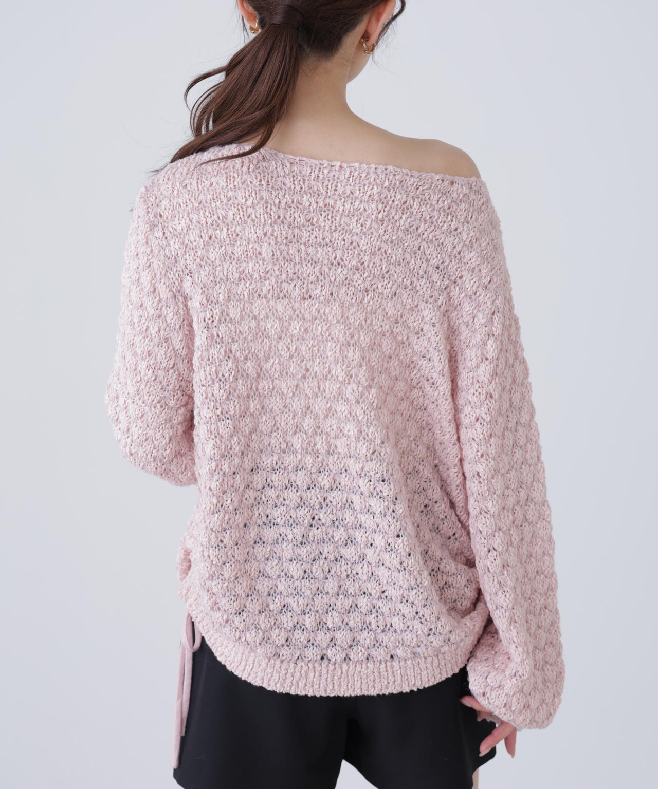 ポコポコワンショル脇ドロストオーバーニット