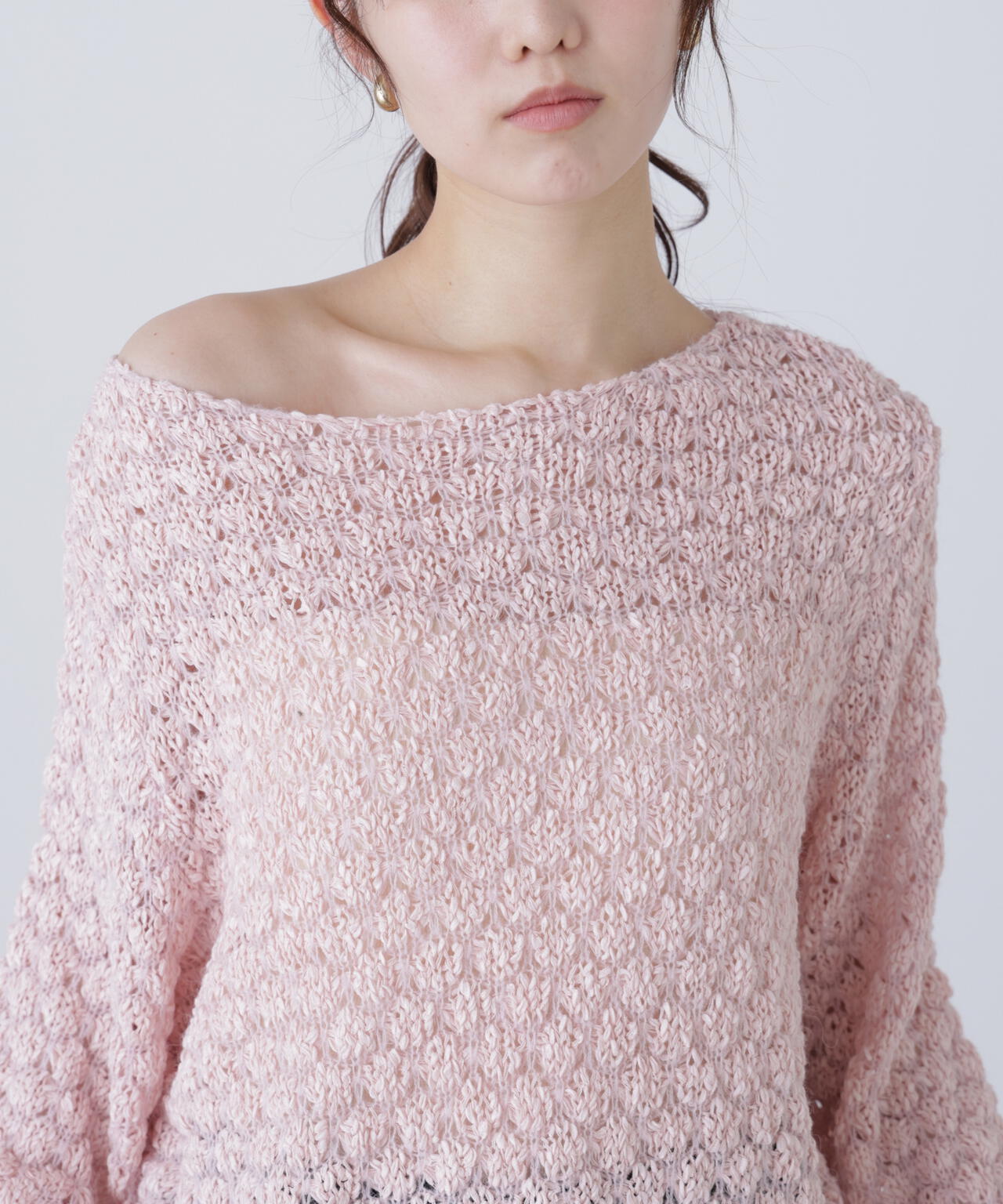 ポコポコワンショル脇ドロストオーバーニット