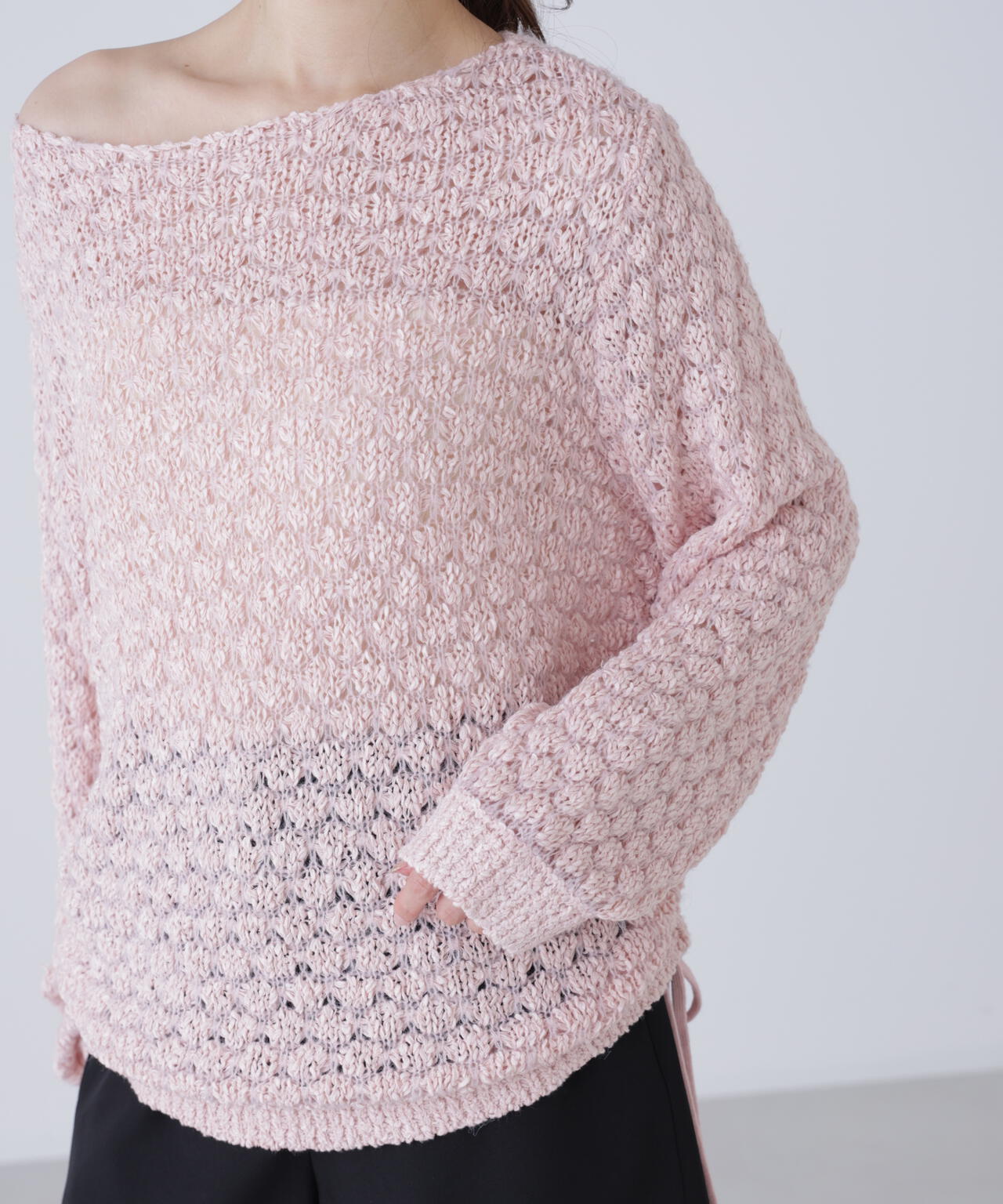 ポコポコワンショル脇ドロストオーバーニット