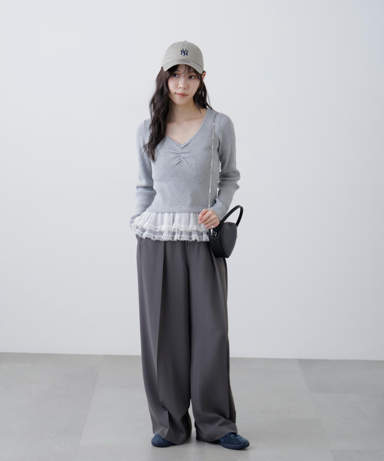 レイヤードデザインリブニット