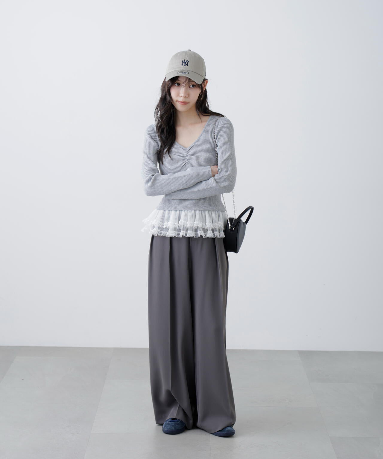 レイヤードデザインリブニット