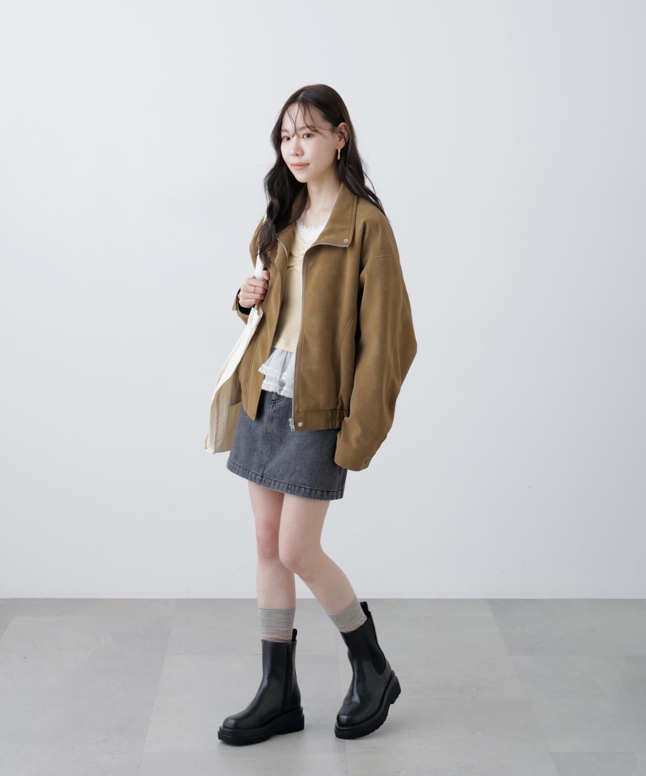 レイヤードデザインリブニット