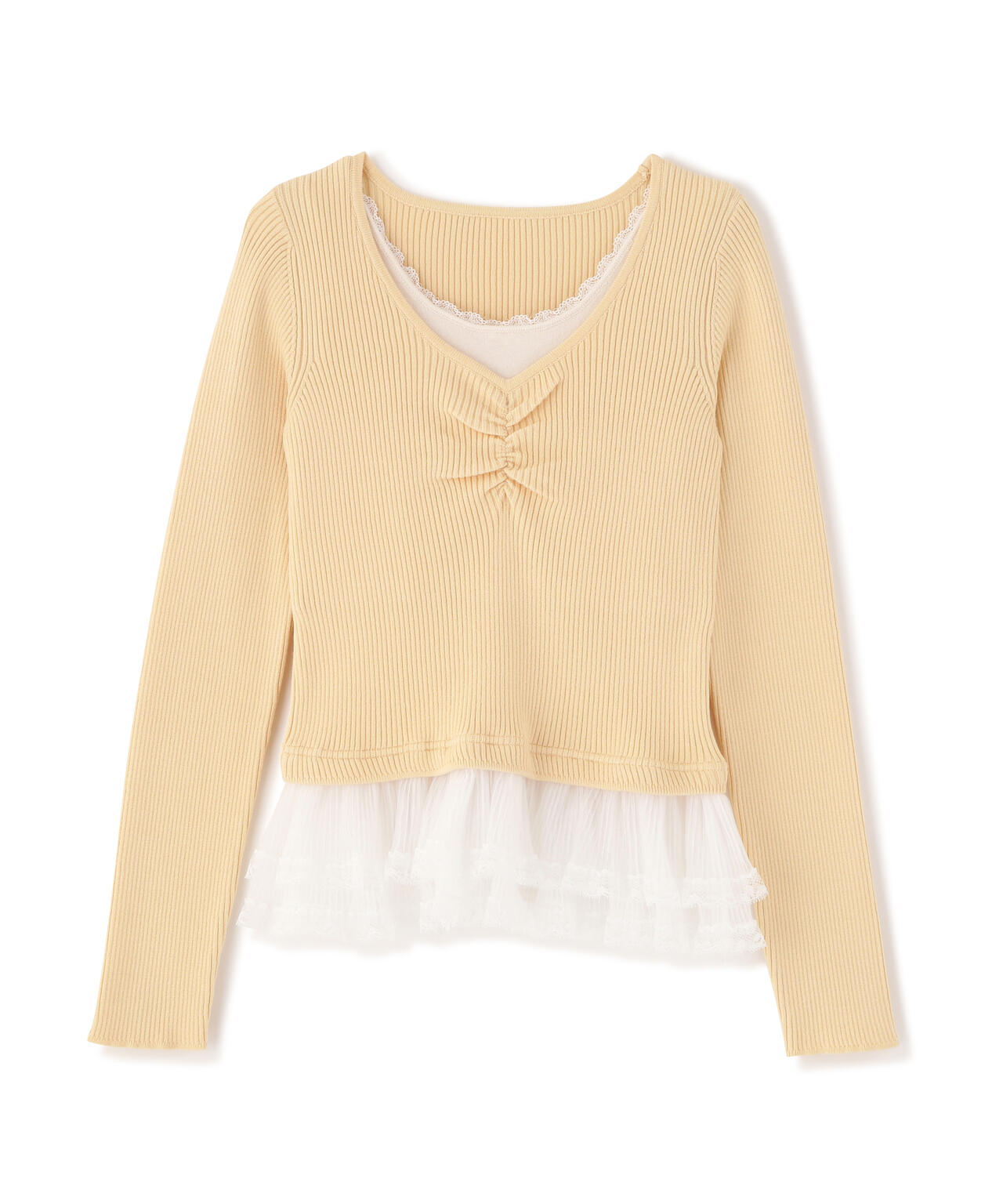 レイヤードデザインリブニット