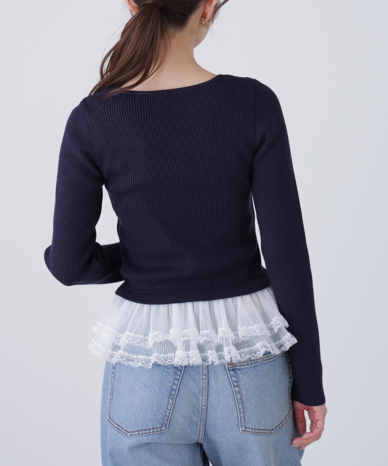 レイヤードデザインリブニット