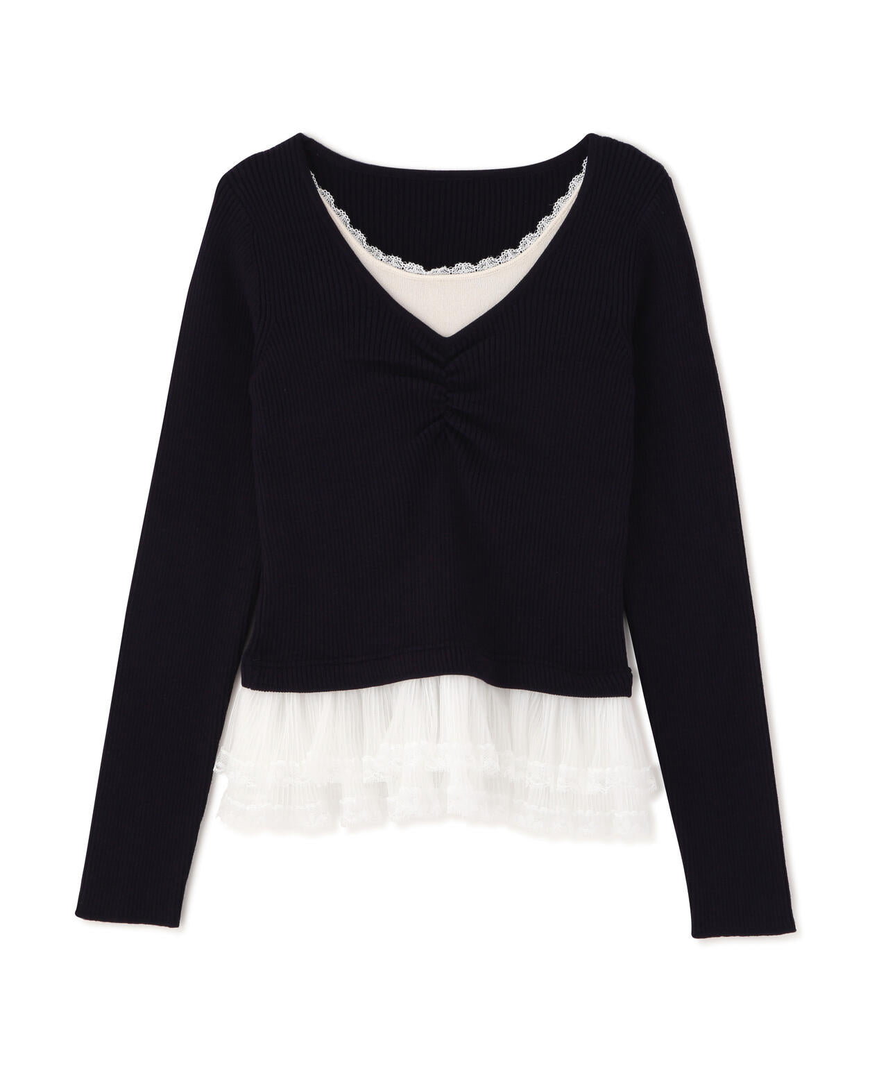 レイヤードデザインリブニット