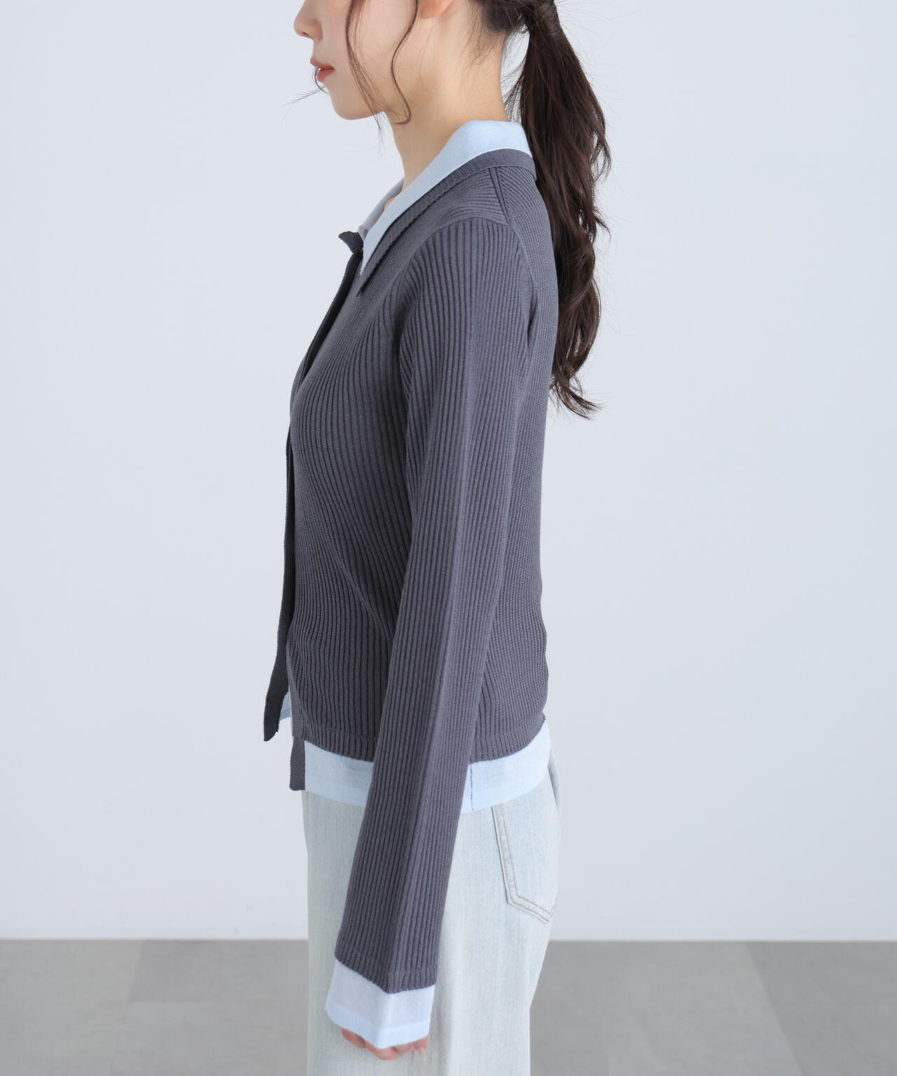 【RIO企画】レイヤー襟ポロリブニット〈MFM〉