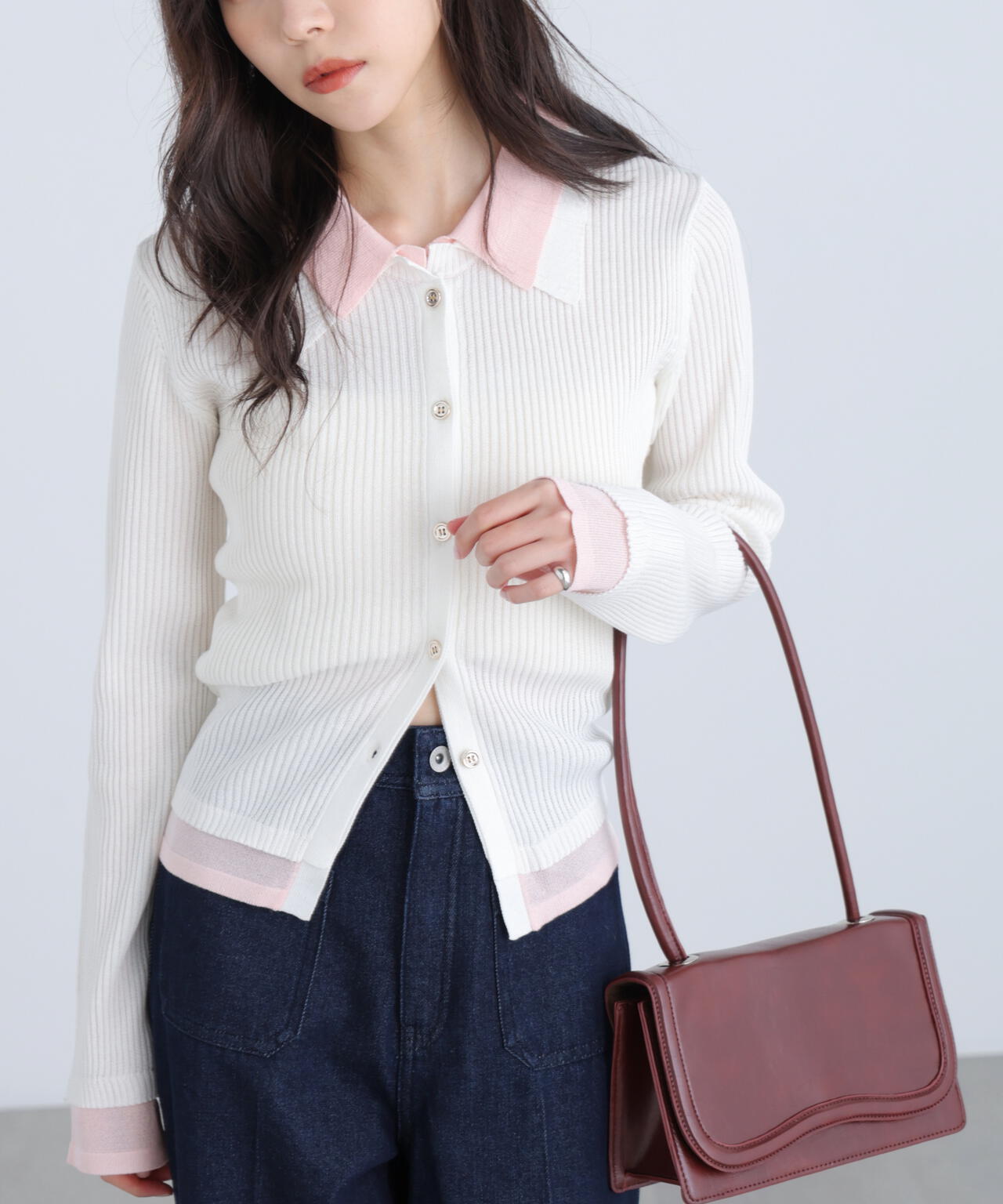 【RIO企画】レイヤー襟ポロリブニット〈MFM〉