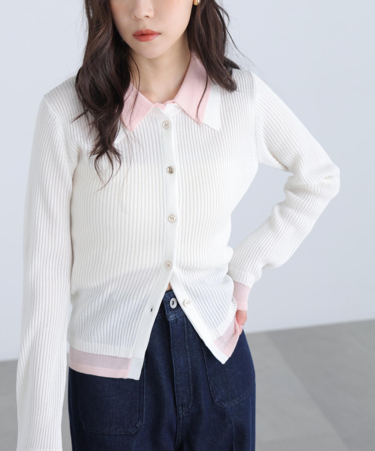 【RIO企画】レイヤー襟ポロリブニット〈MFM〉