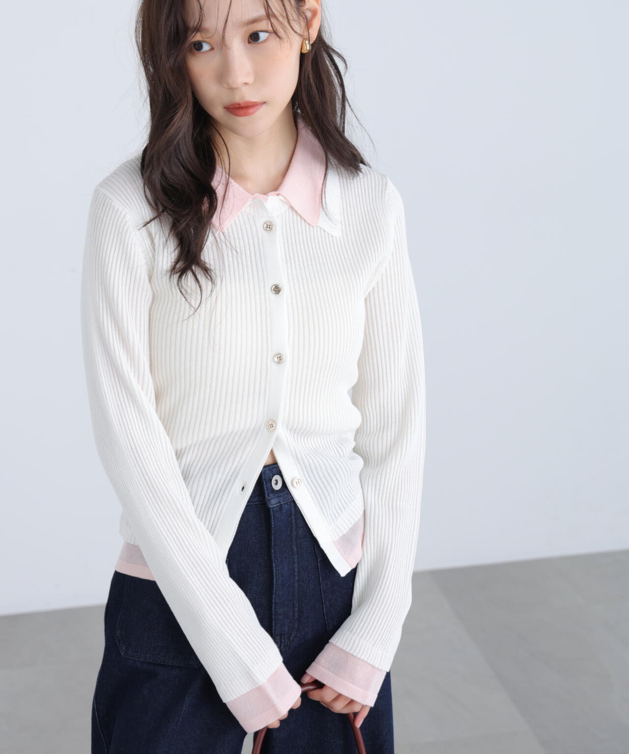 【RIO企画】レイヤー襟ポロリブニット〈MFM〉