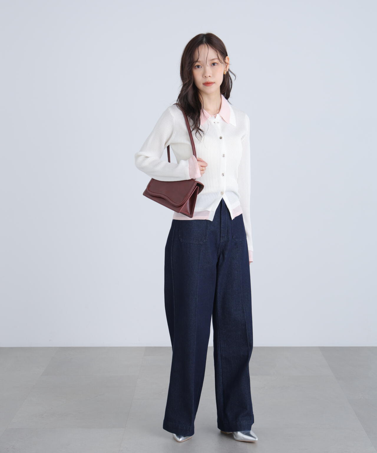 【RIO企画】レイヤー襟ポロリブニット〈MFM〉