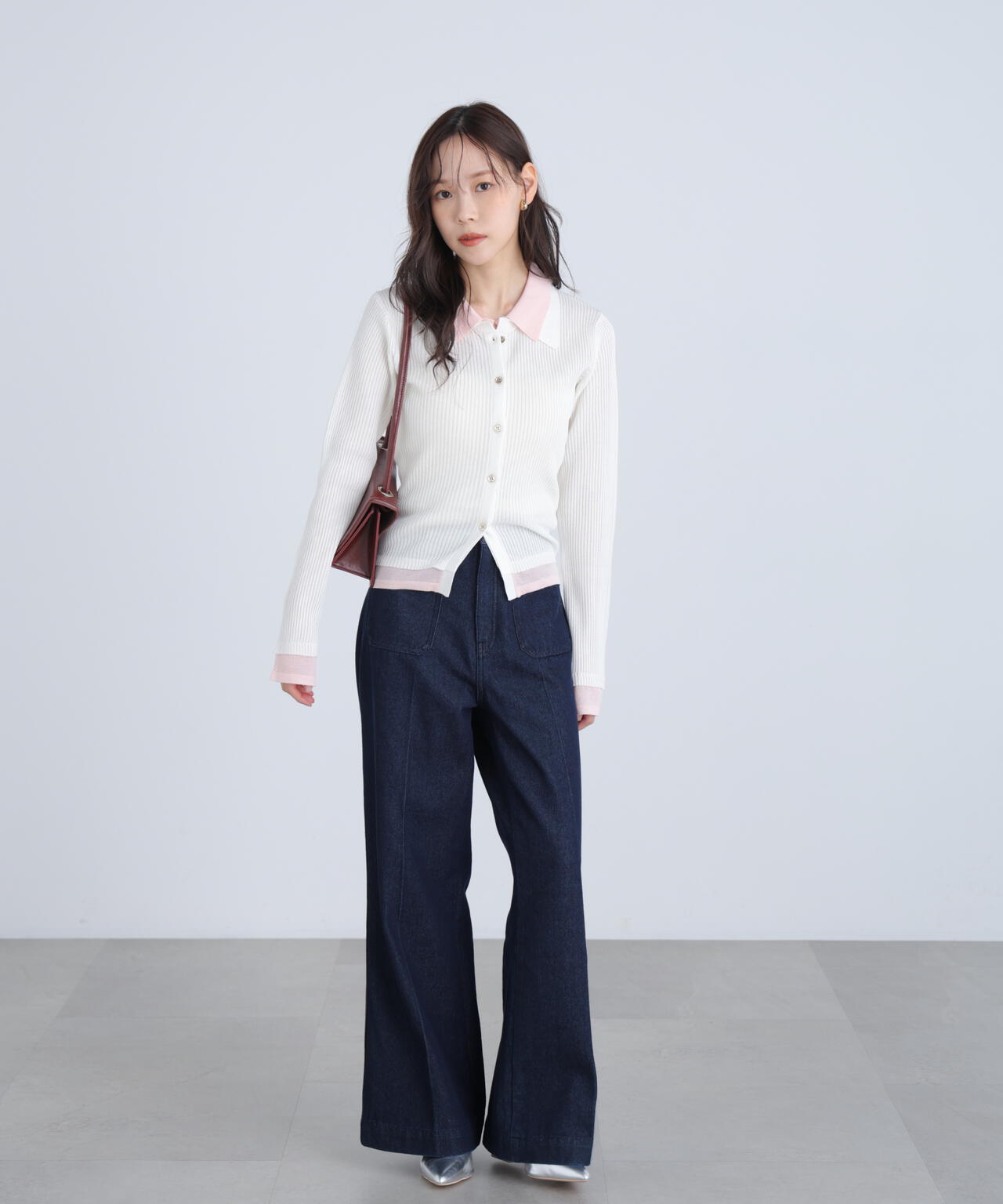 【RIO企画】レイヤー襟ポロリブニット〈MFM〉