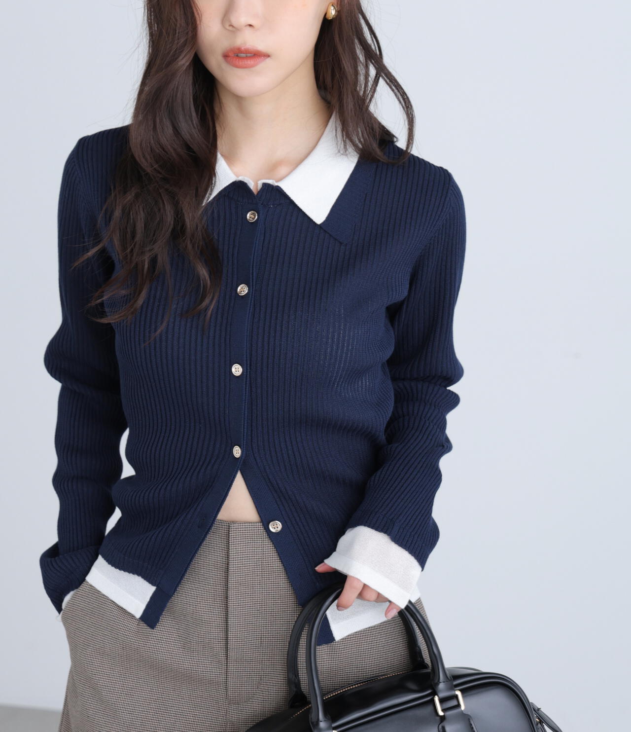 【RIO企画】レイヤー襟ポロリブニット〈MFM〉