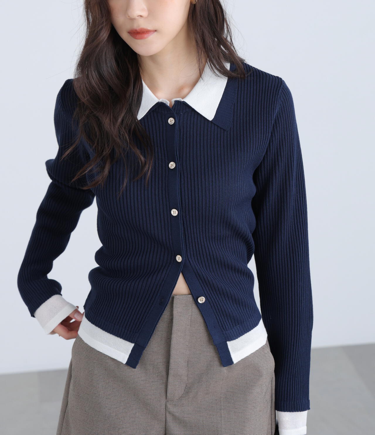 【RIO企画】レイヤー襟ポロリブニット〈MFM〉