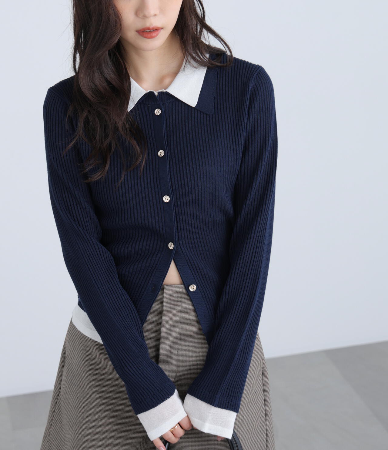 【RIO企画】レイヤー襟ポロリブニット〈MFM〉