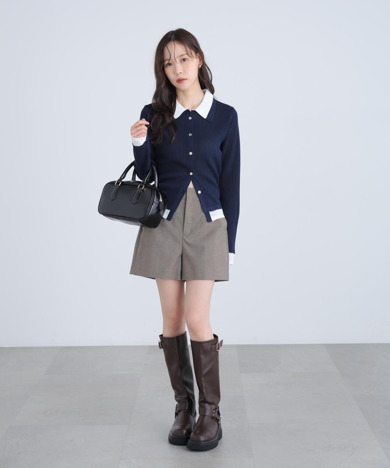 【RIO企画】レイヤー襟ポロリブニット〈MFM〉