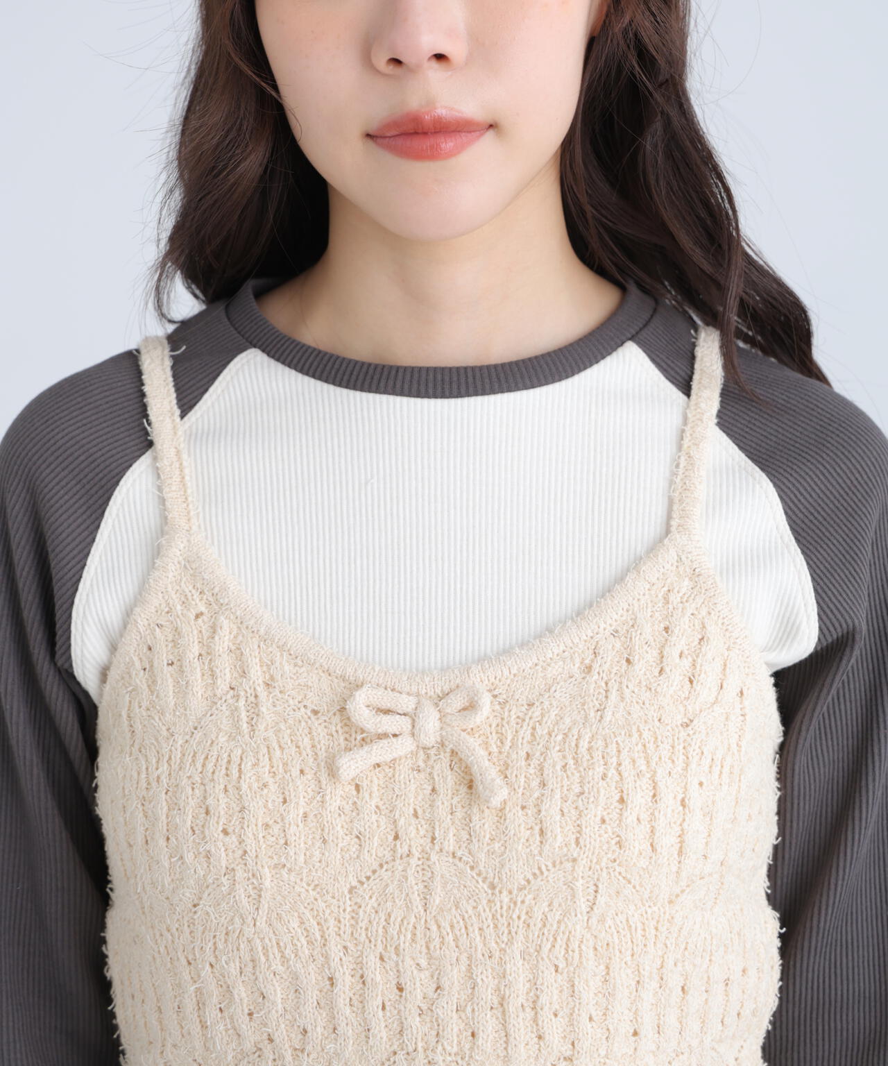 透かし編みニットタンクトップビスチェ