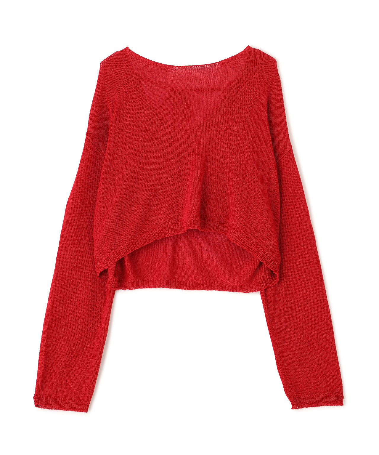 透かしあみ天竺短丈ニット