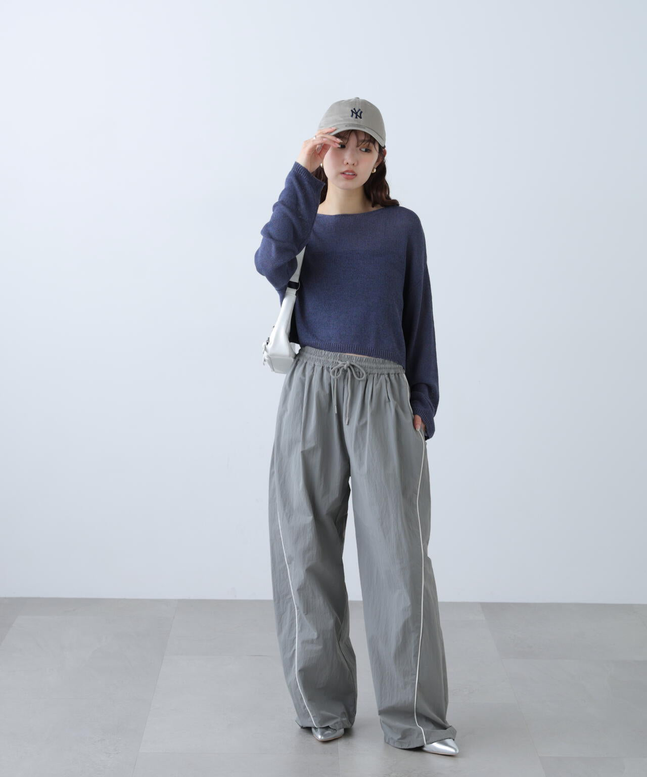 透かしあみ天竺短丈ニット