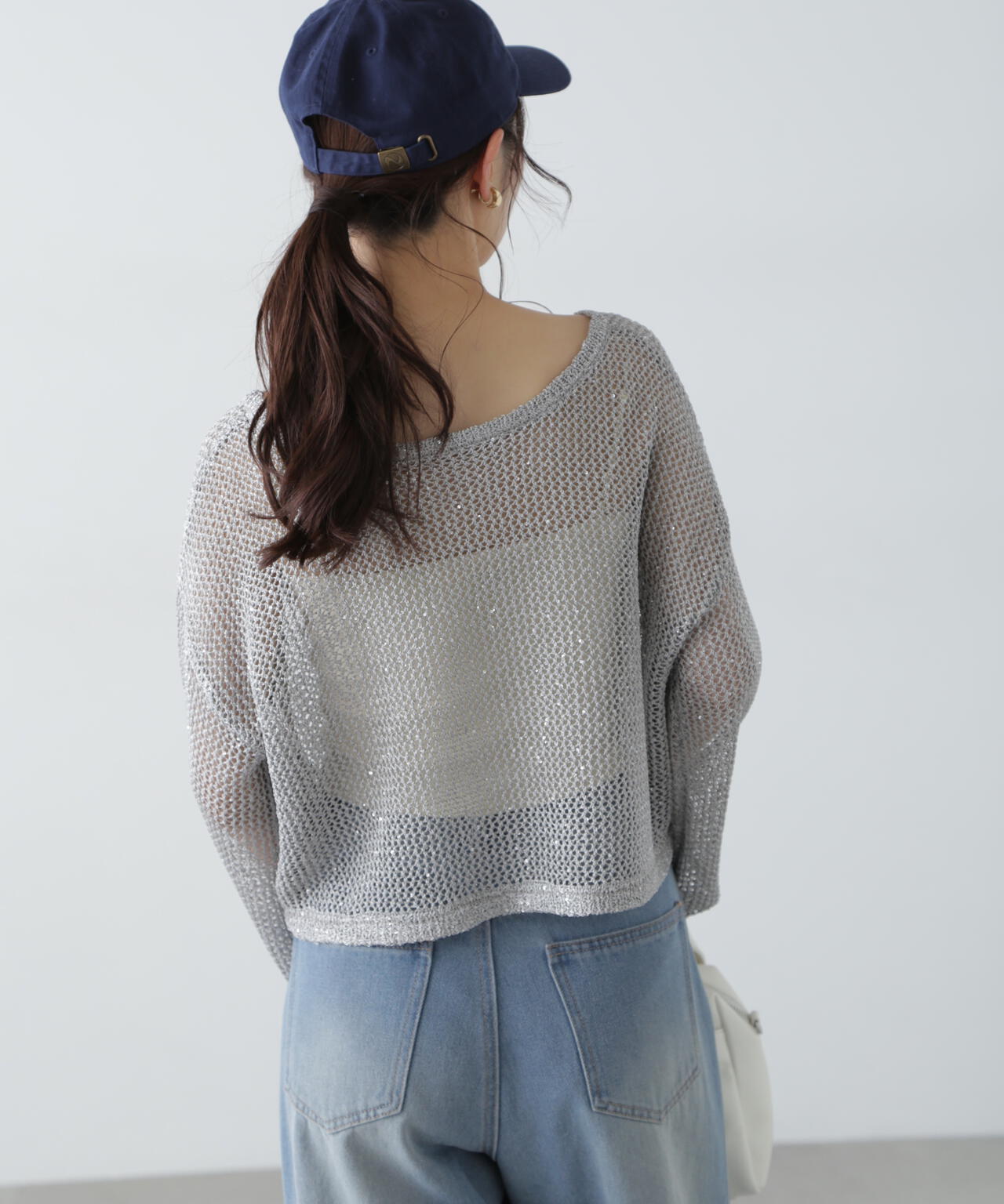 メッシュスパンコールニット