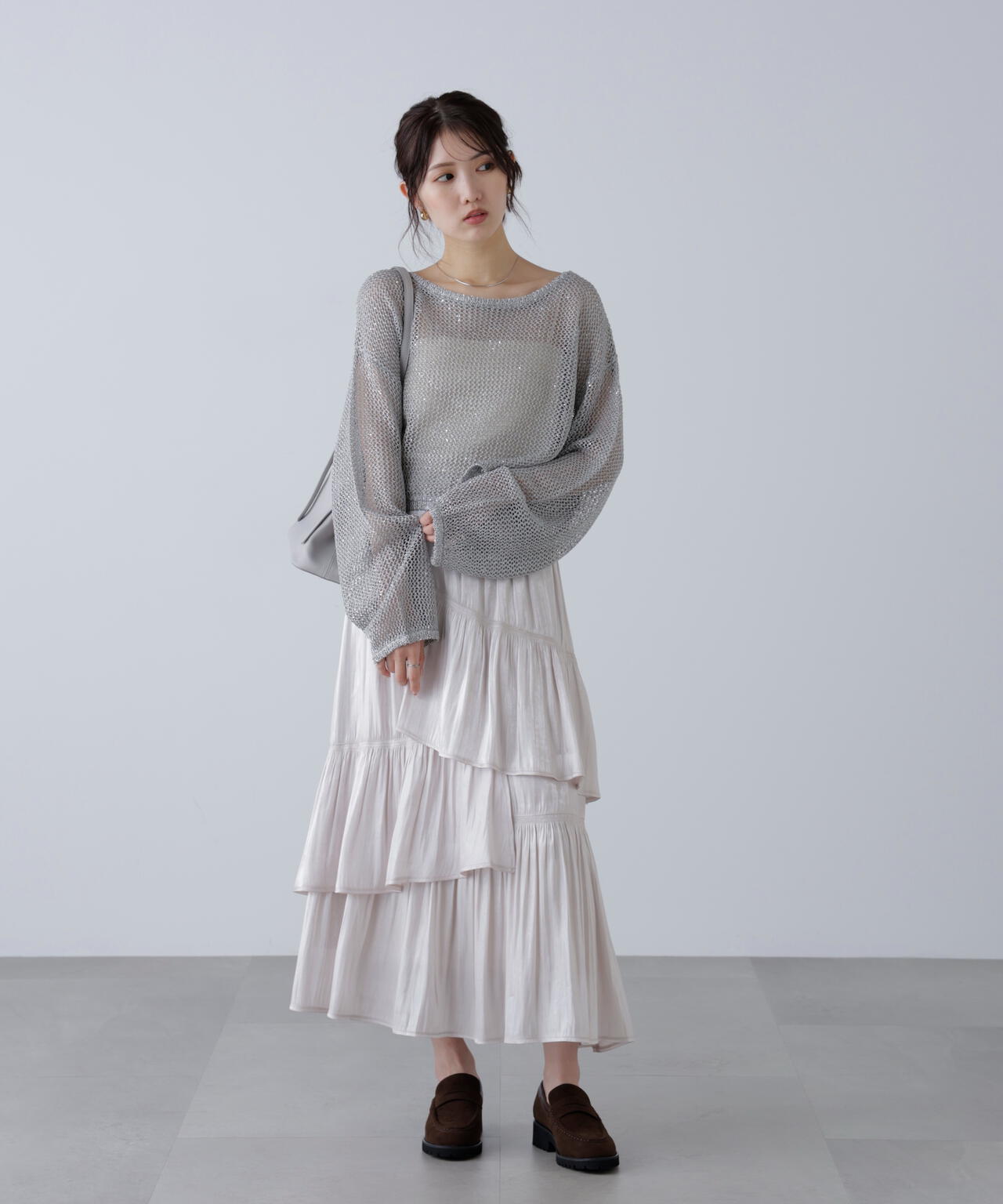 メッシュスパンコールニット