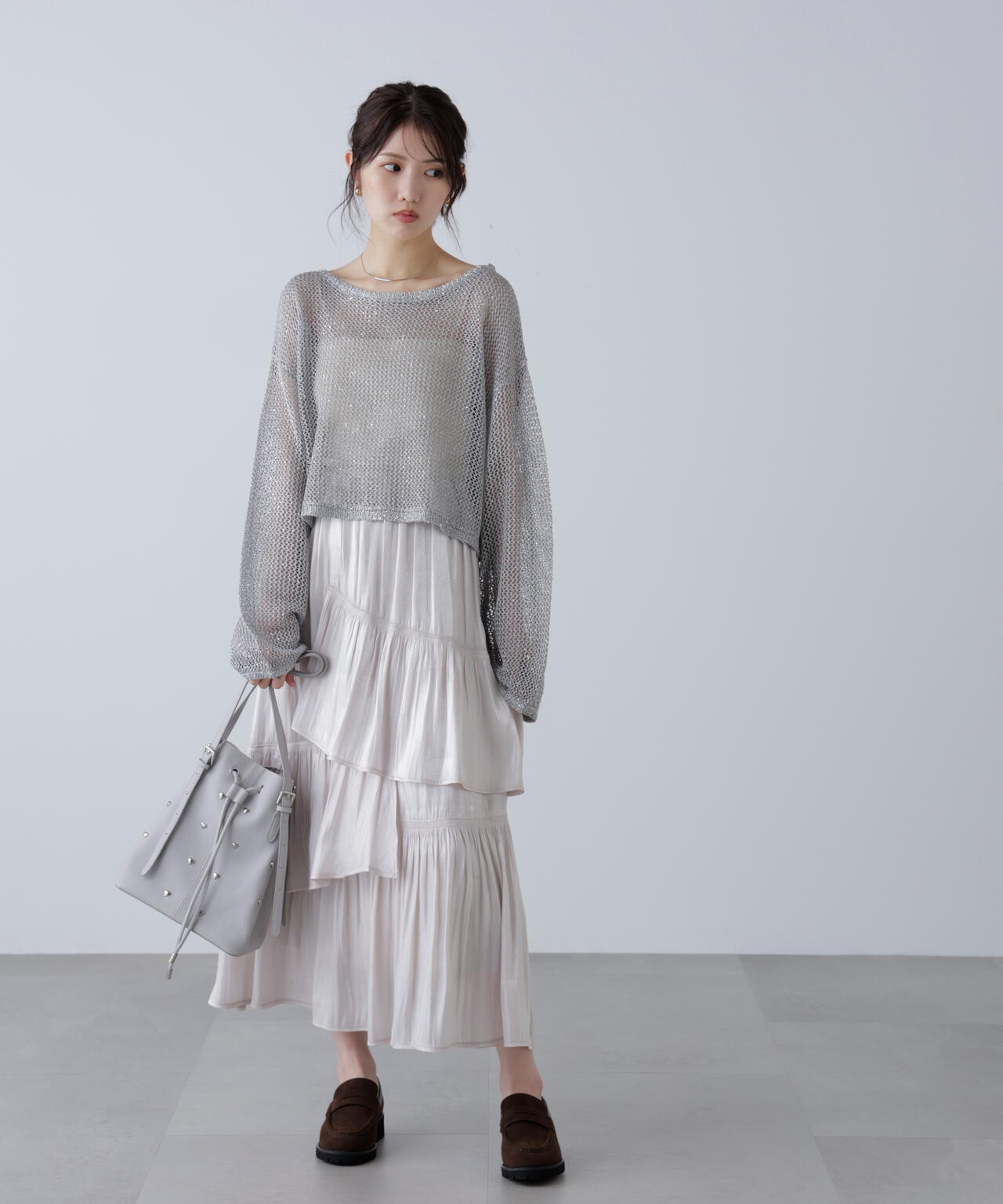 メッシュスパンコールニット