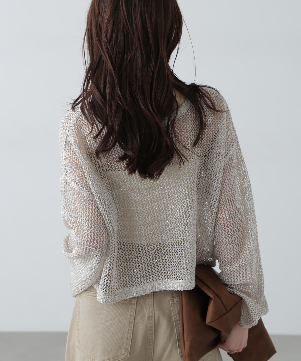 メッシュスパンコールニット