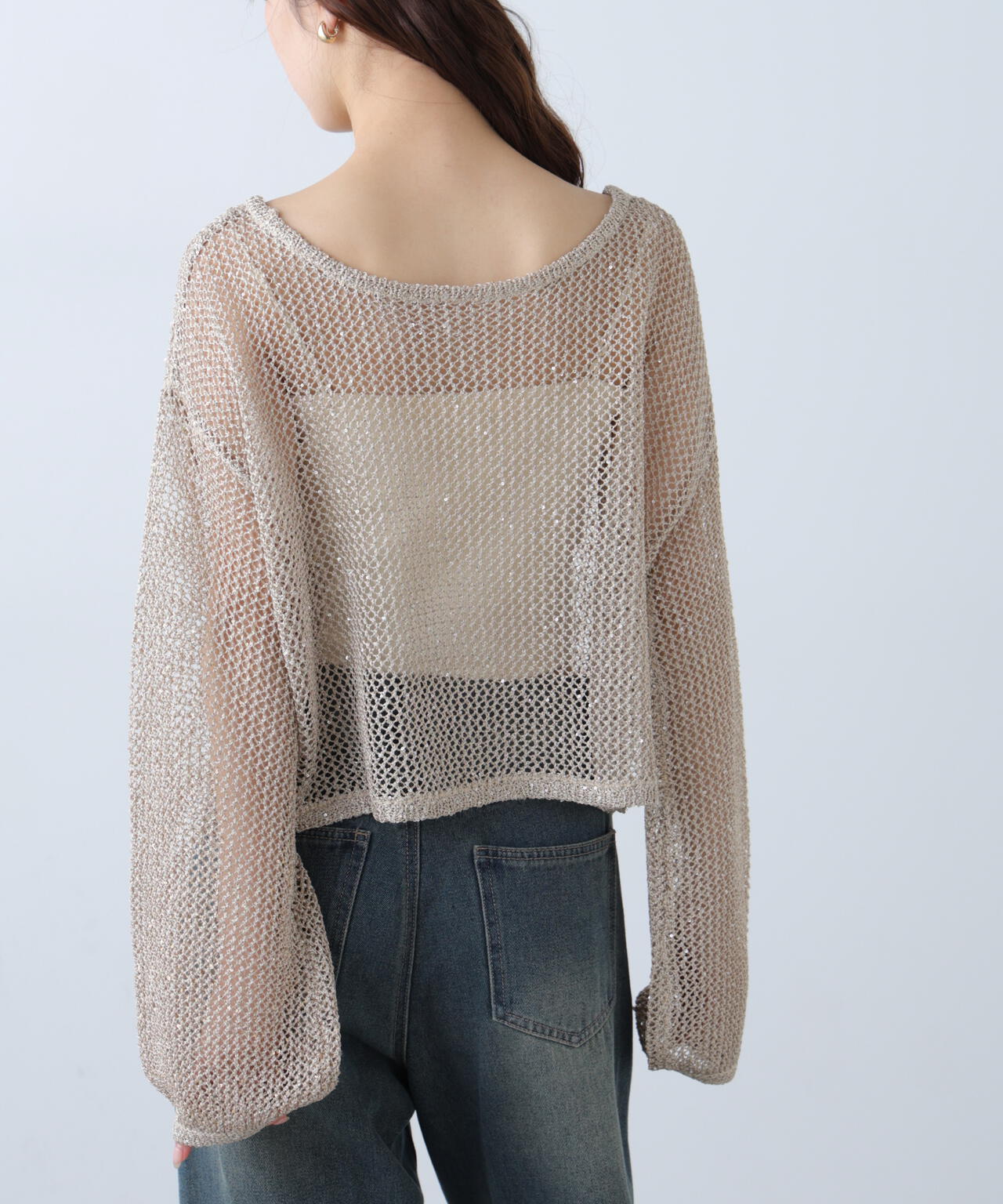 メッシュスパンコールニット