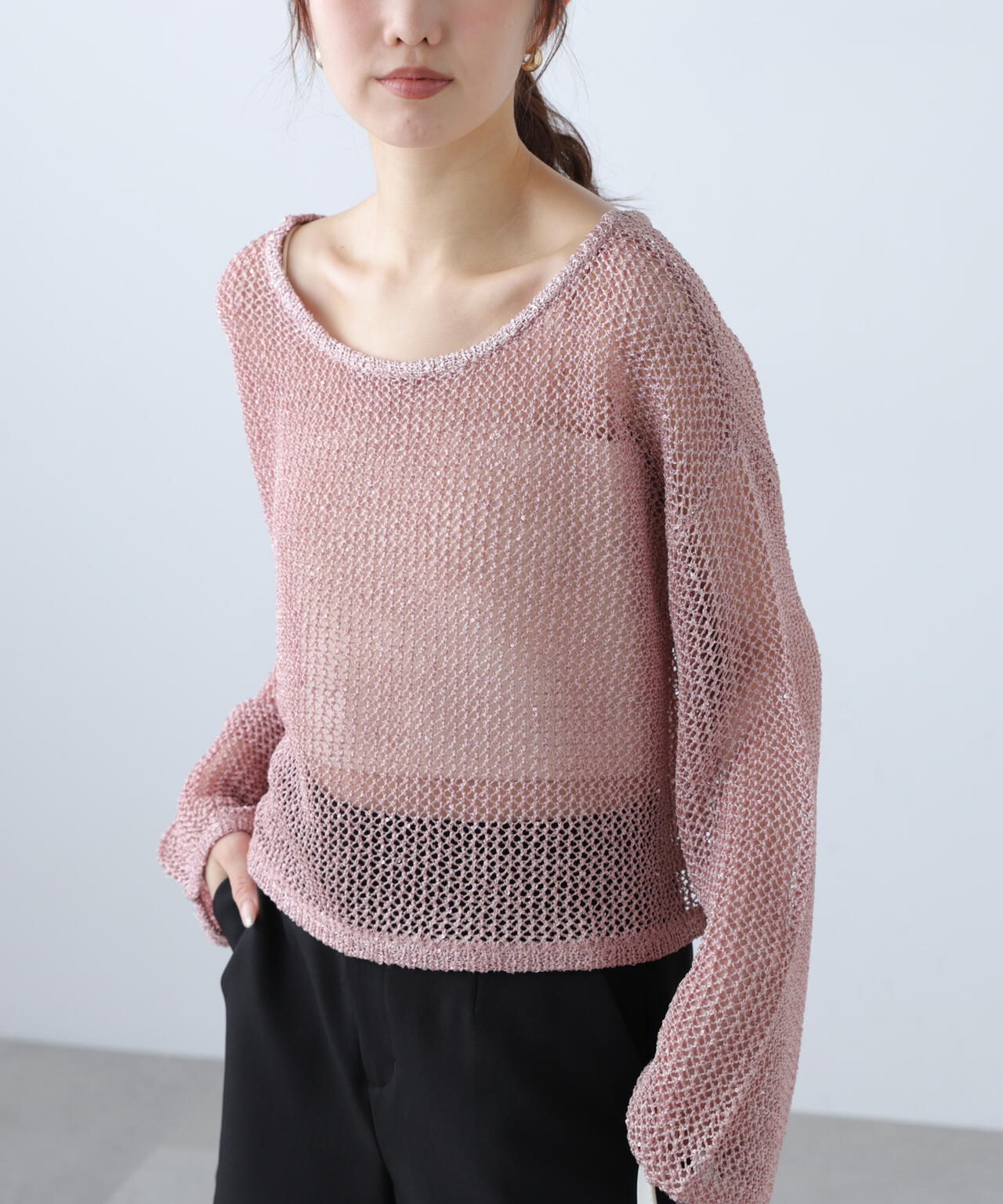 メッシュスパンコールニット