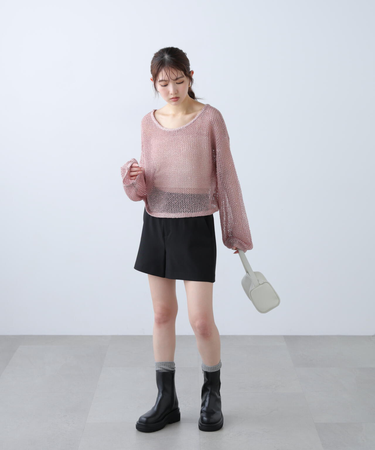 メッシュスパンコールニット