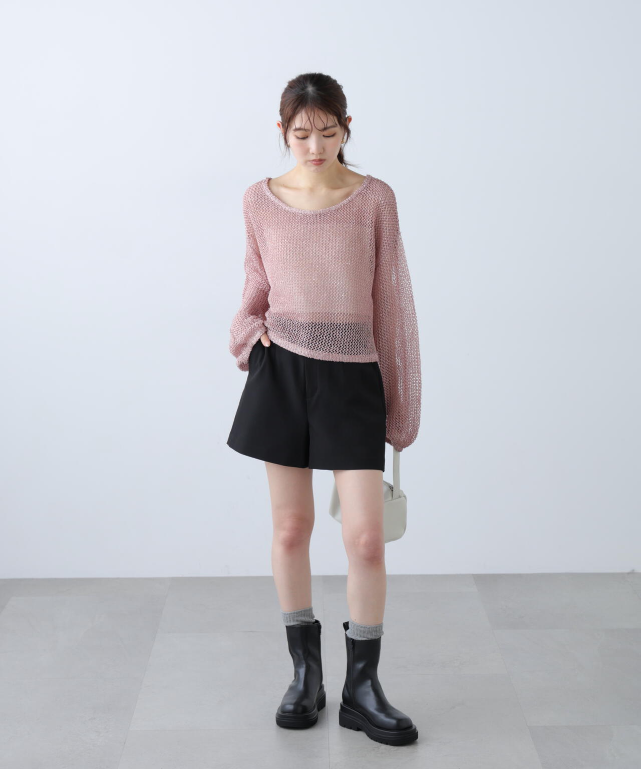 メッシュスパンコールニット