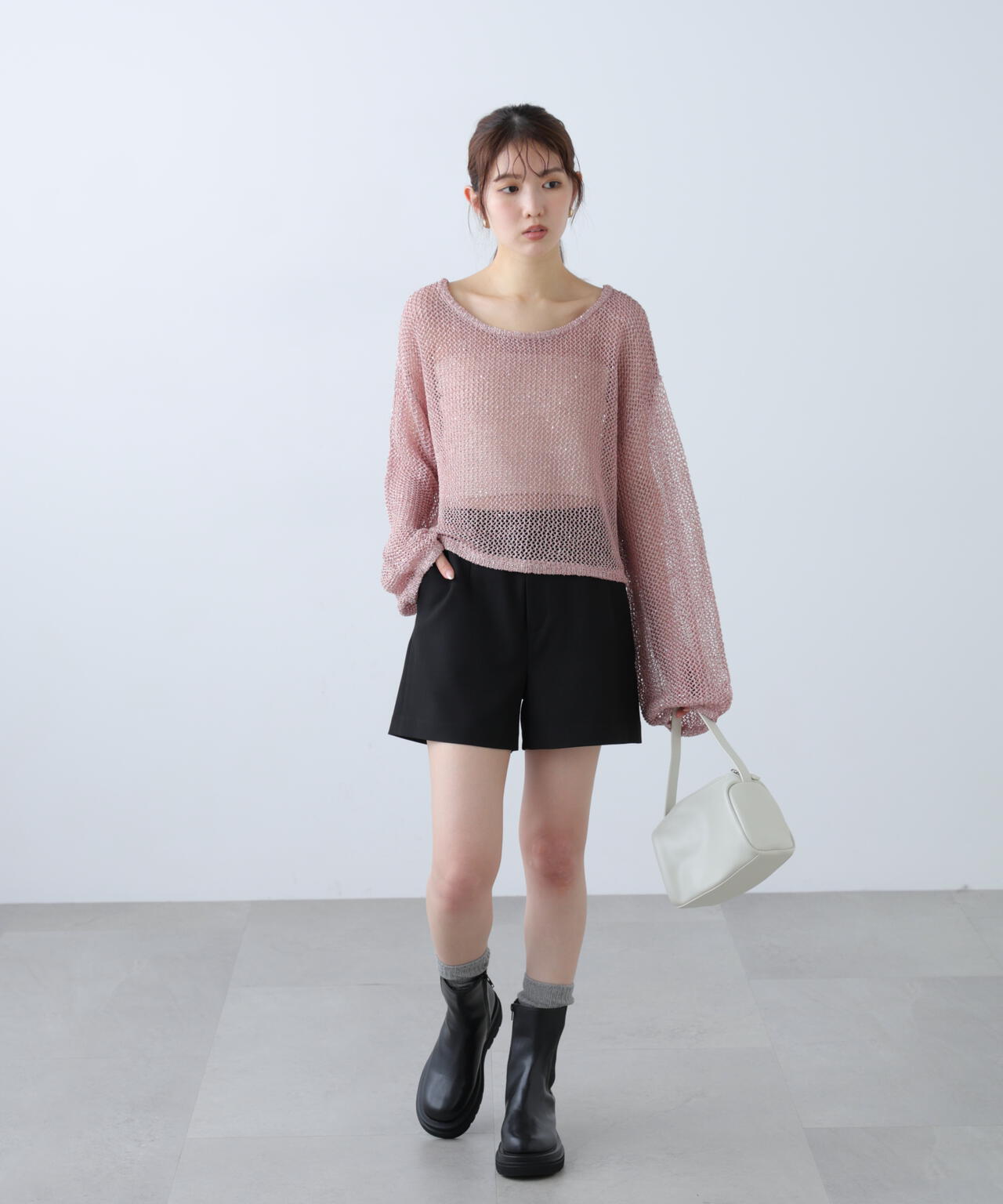 メッシュスパンコールニット