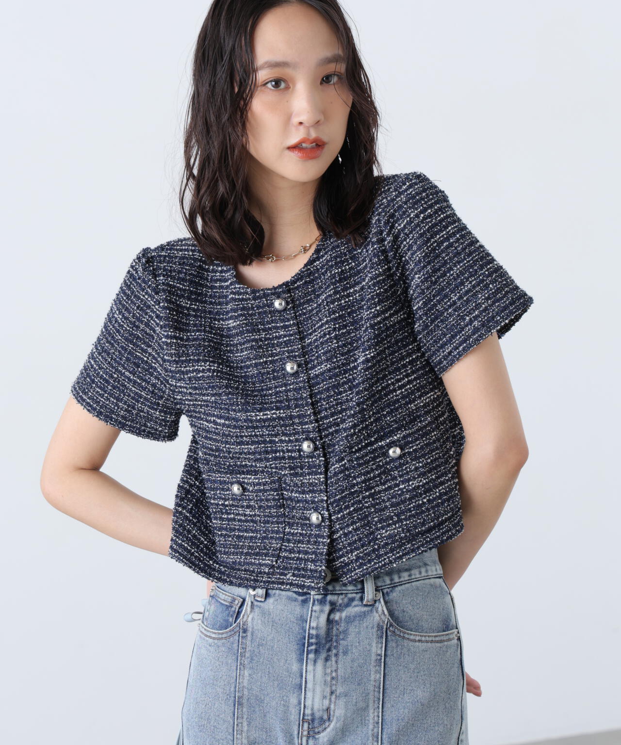 【オフベース・追加生産予約】ツイード半袖ジャケット