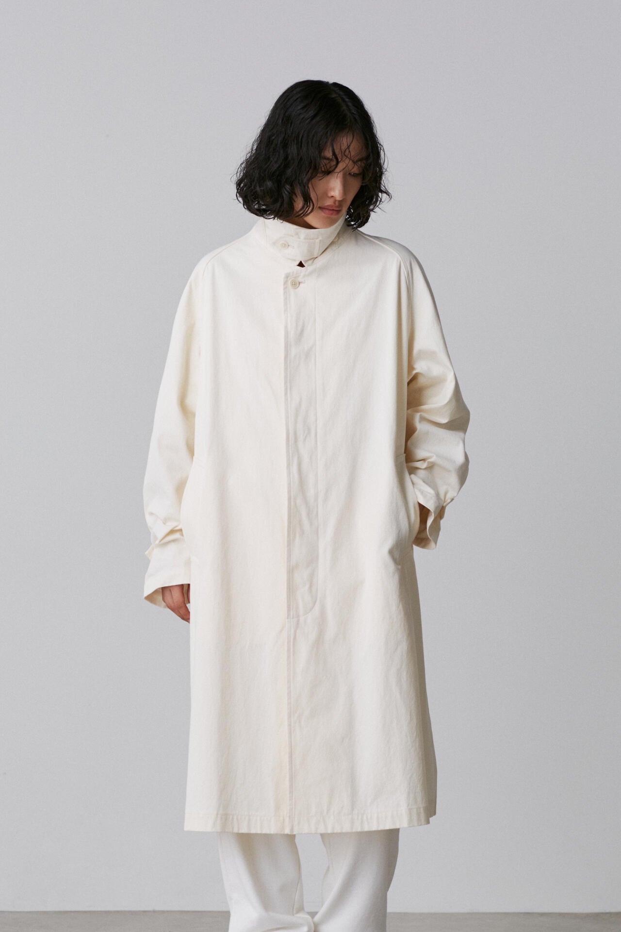 Y / ORGANIC COTTON TWILL COAT