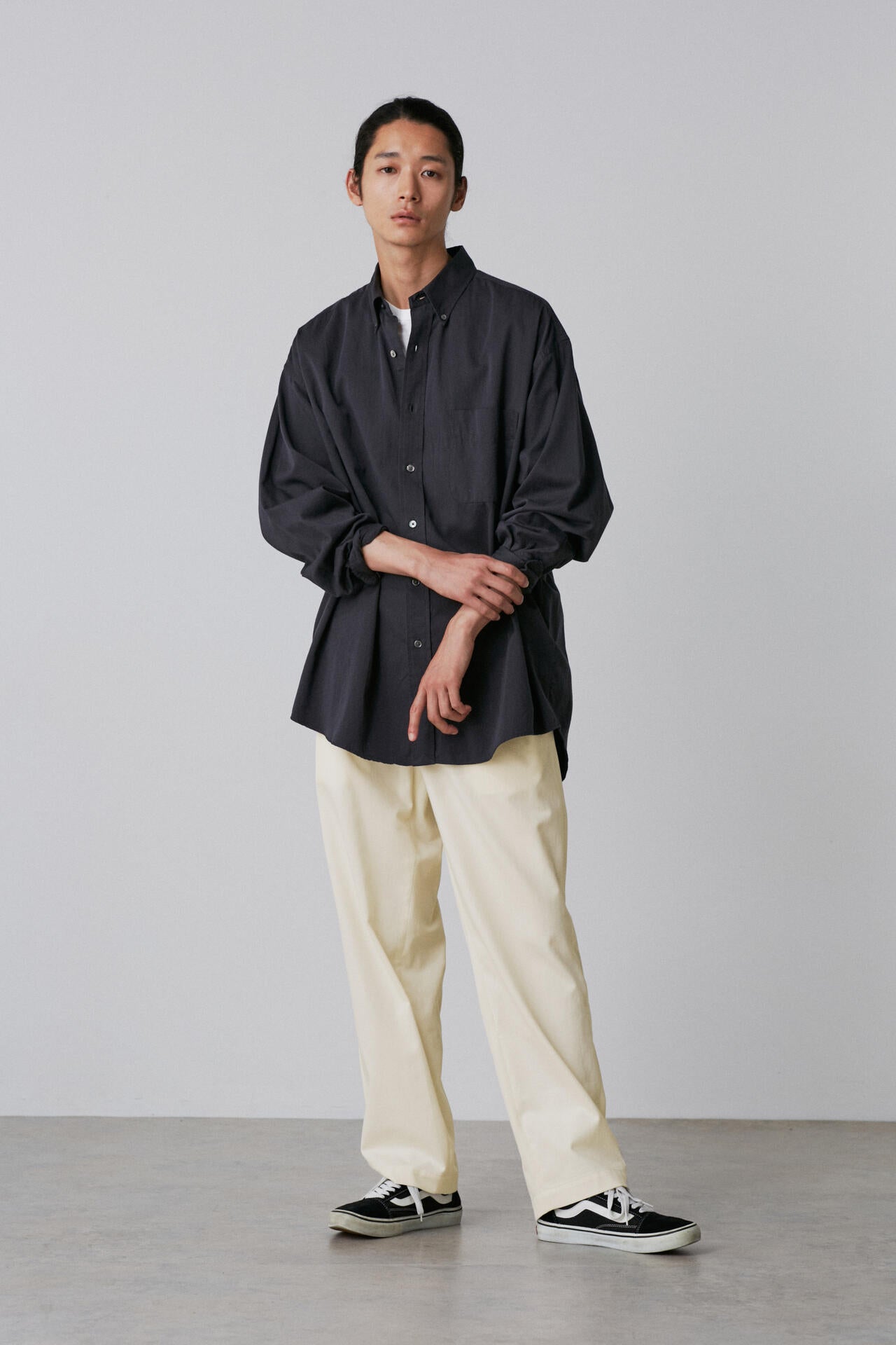 Y / ORGANIC COTTON TENCEL CHINO TROUSERS