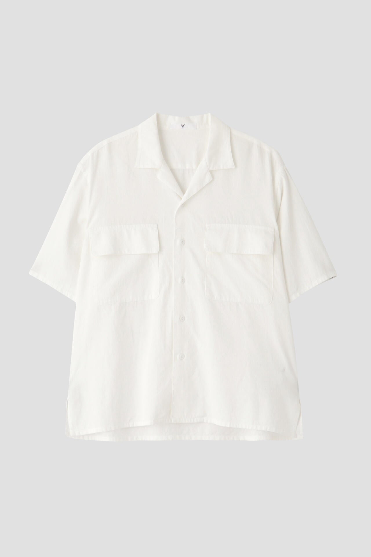 Y / ORGANIC COTTON WASHER SATIN OPEN COLLAR SHIRT