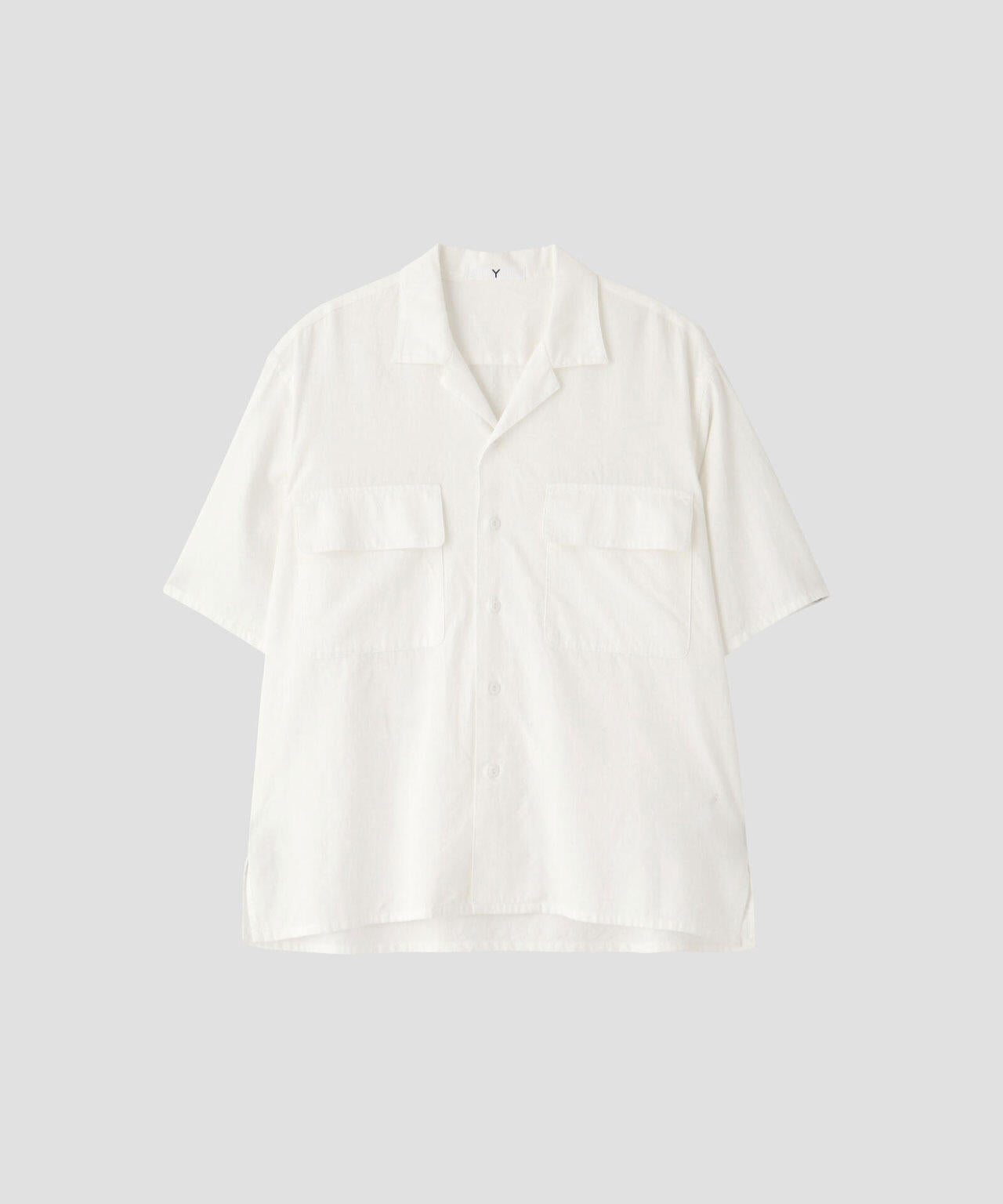 Y / ORGANIC COTTON WASHER SATIN OPEN COLLAR SHIRT