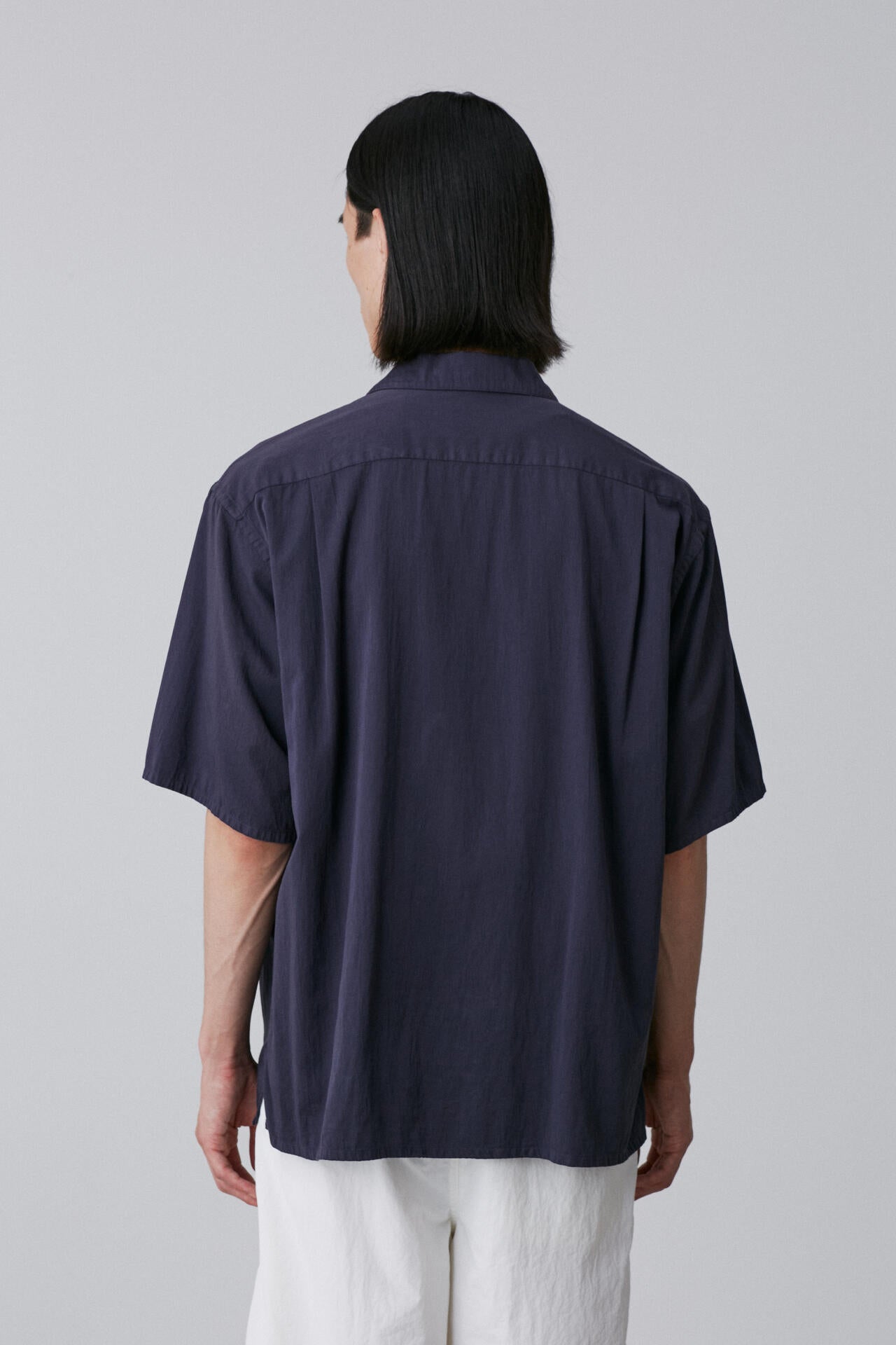 Y / ORGANIC COTTON WASHER SATIN OPEN COLLAR SHIRT