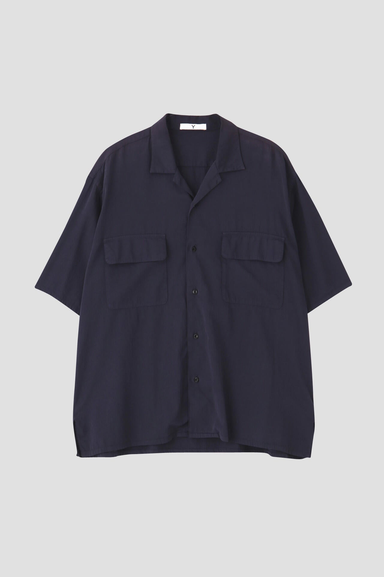 Y / ORGANIC COTTON WASHER SATIN OPEN COLLAR SHIRT