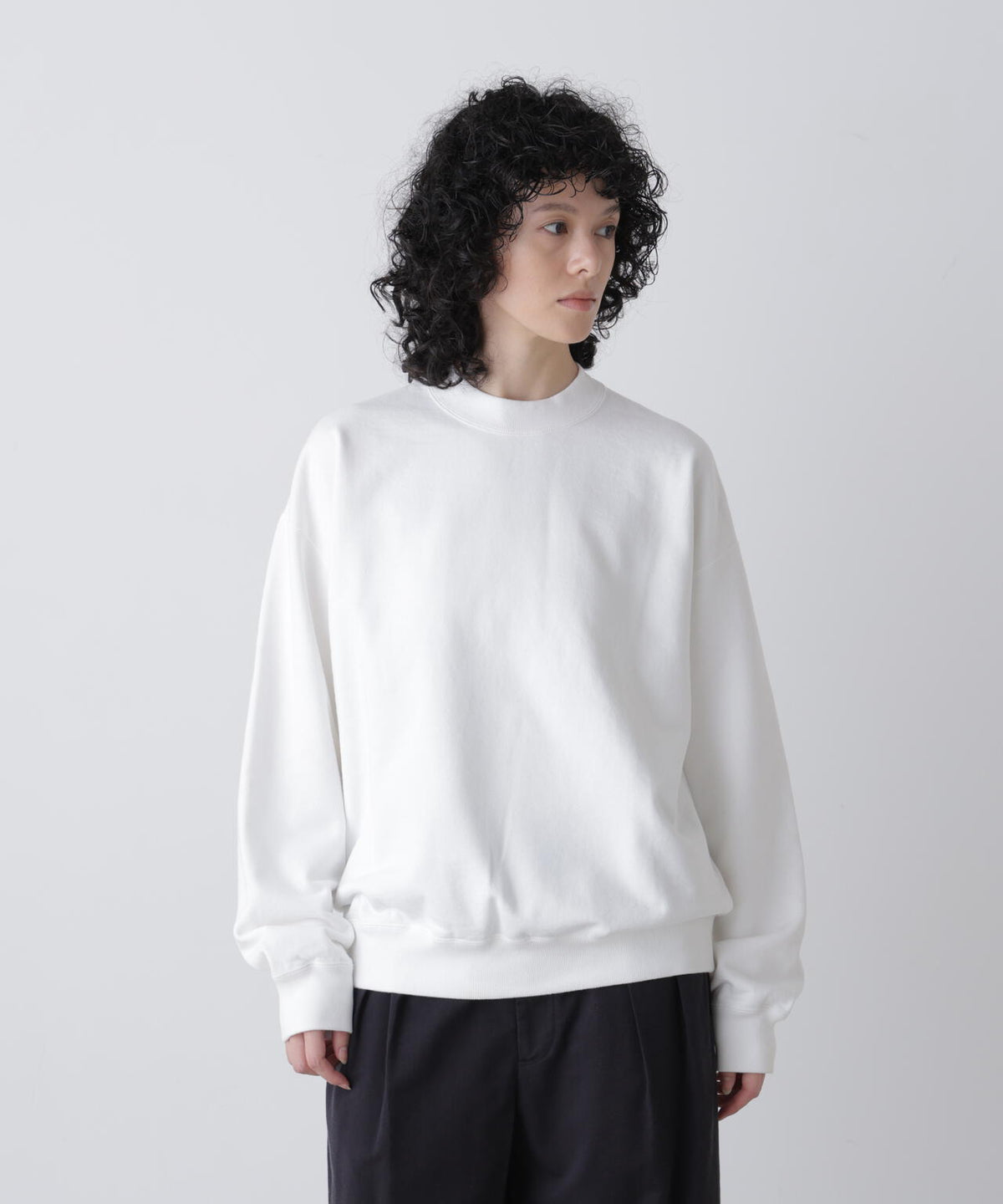 Y / ORGANIC COTTON BLEND HEAVY WEIGHT FLEECE CREW NECK