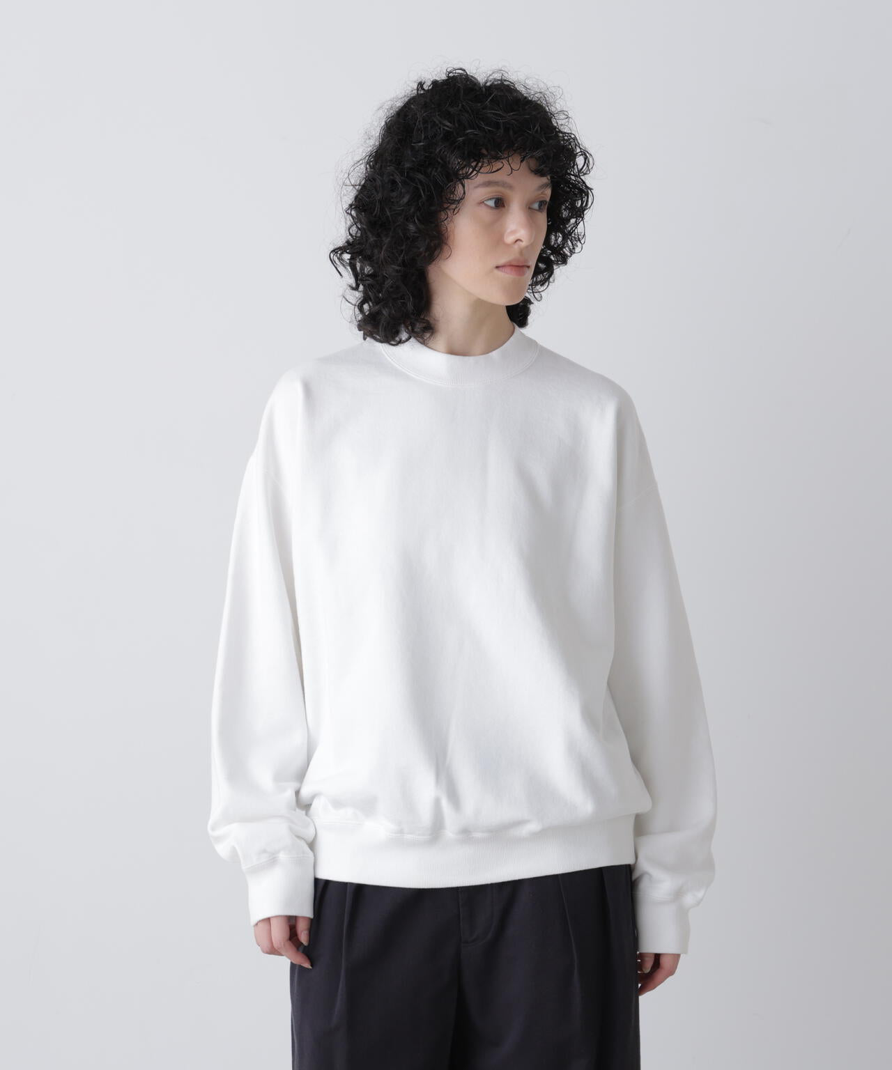 Y / ORGANIC COTTON BLEND HEAVY WEIGHT FLEECE CREW NECK