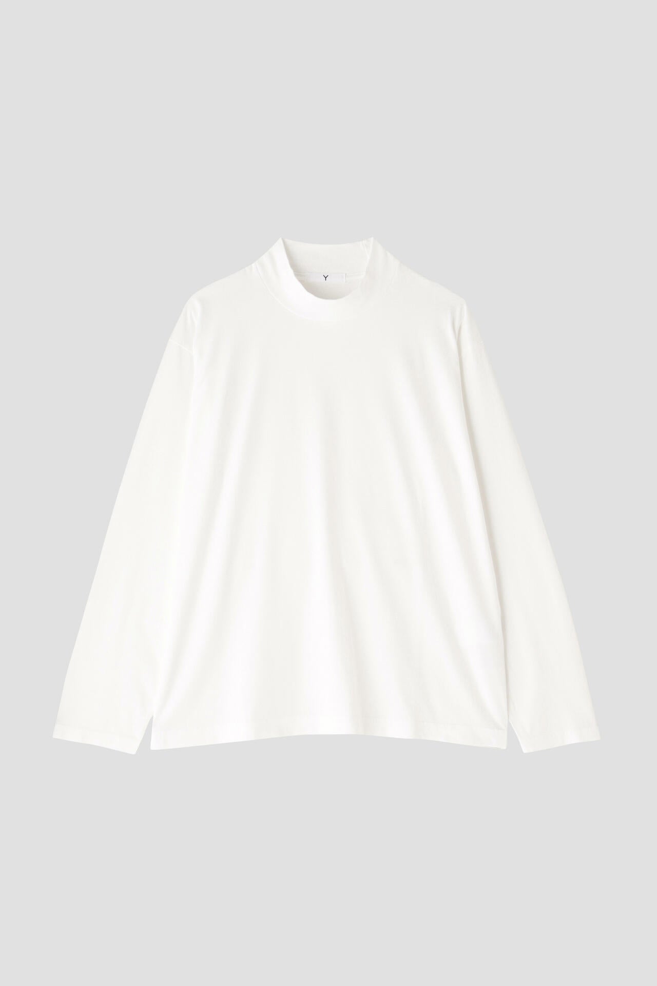 Y / ORGANIC COTTON JERSEY MOCK NECK LONG SLEEVE T‐SHIRT