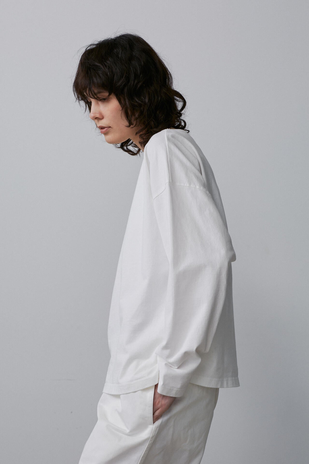 Y / ORGANIC COTTON JERSEY BOAT NECK PULL OVER