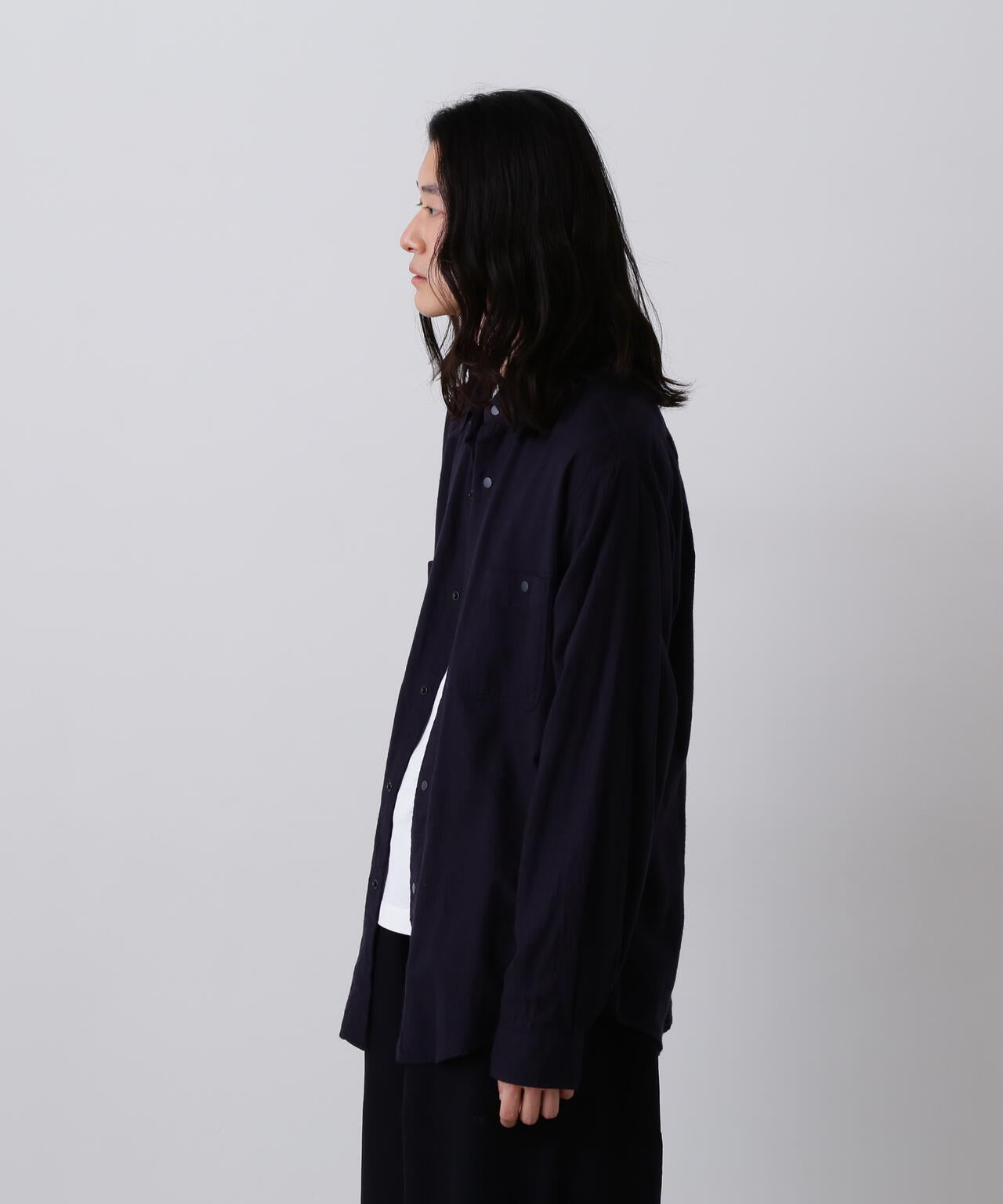 Y / BRUSHED ORGANIC COTTON TENCEL SNAP SHIRT